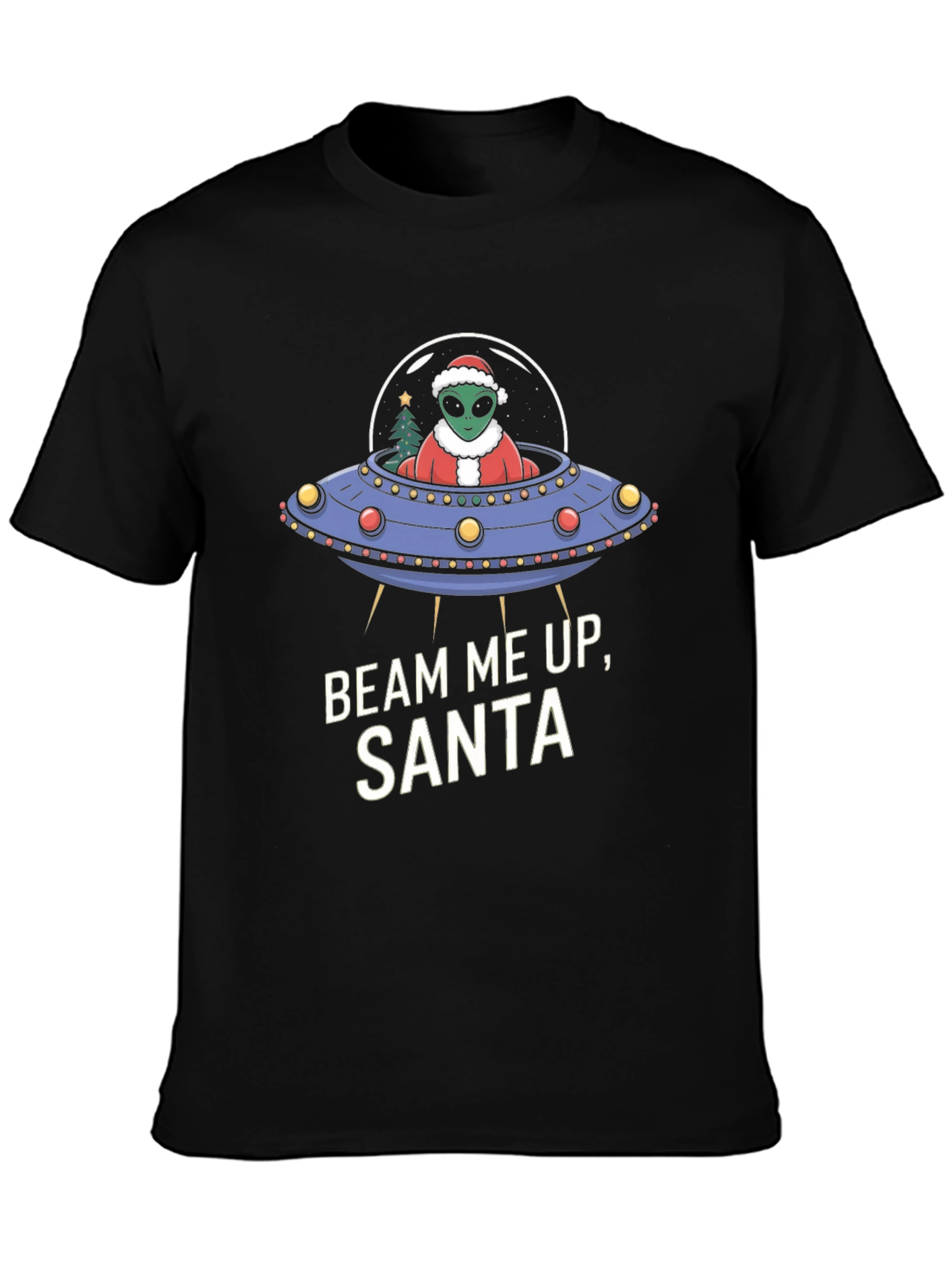 Beam Me Up Santa Alien UFO Christmas T-Shirt