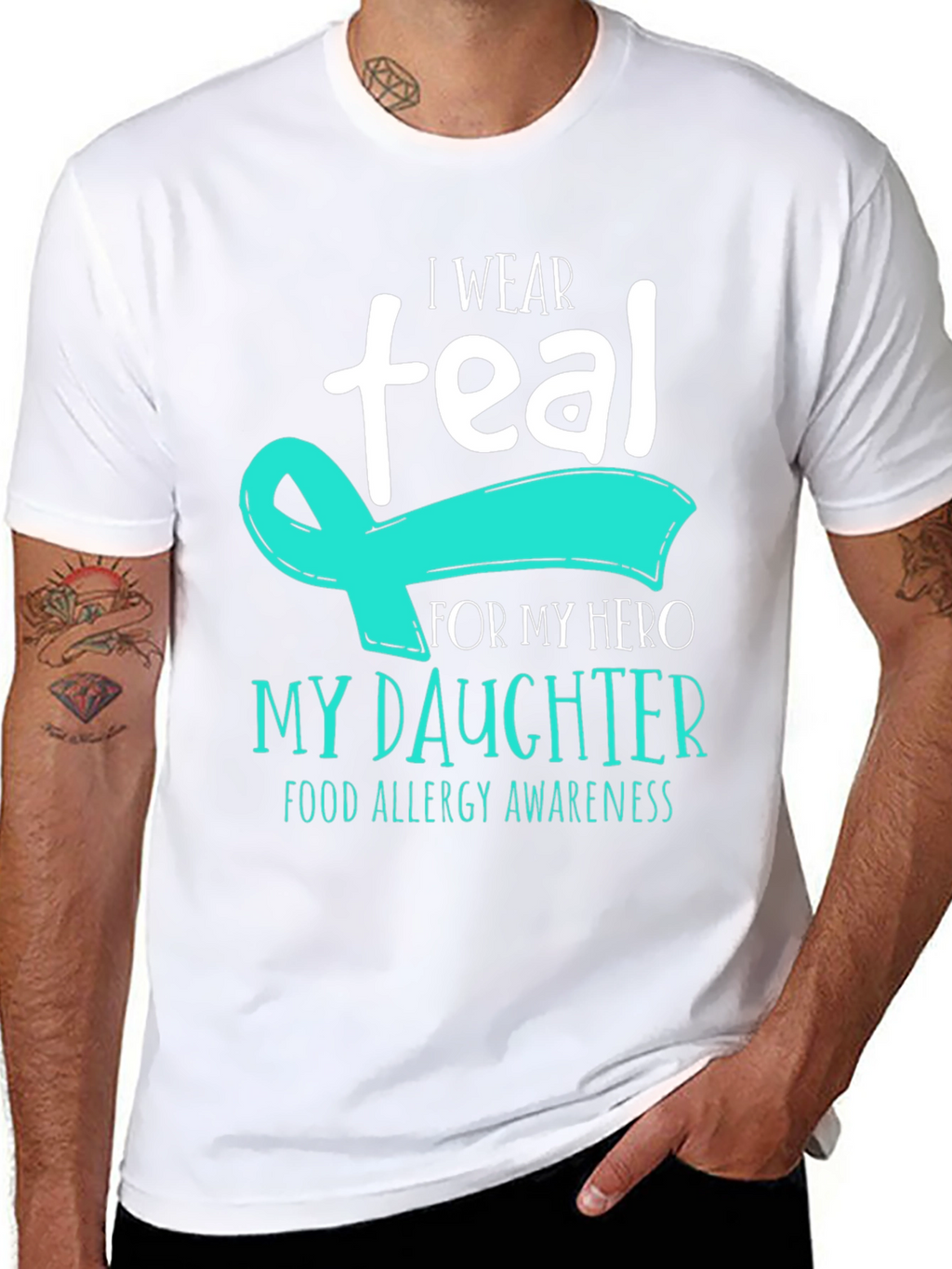 Teal Ribbon Food Allergy Awareness T-Shirt