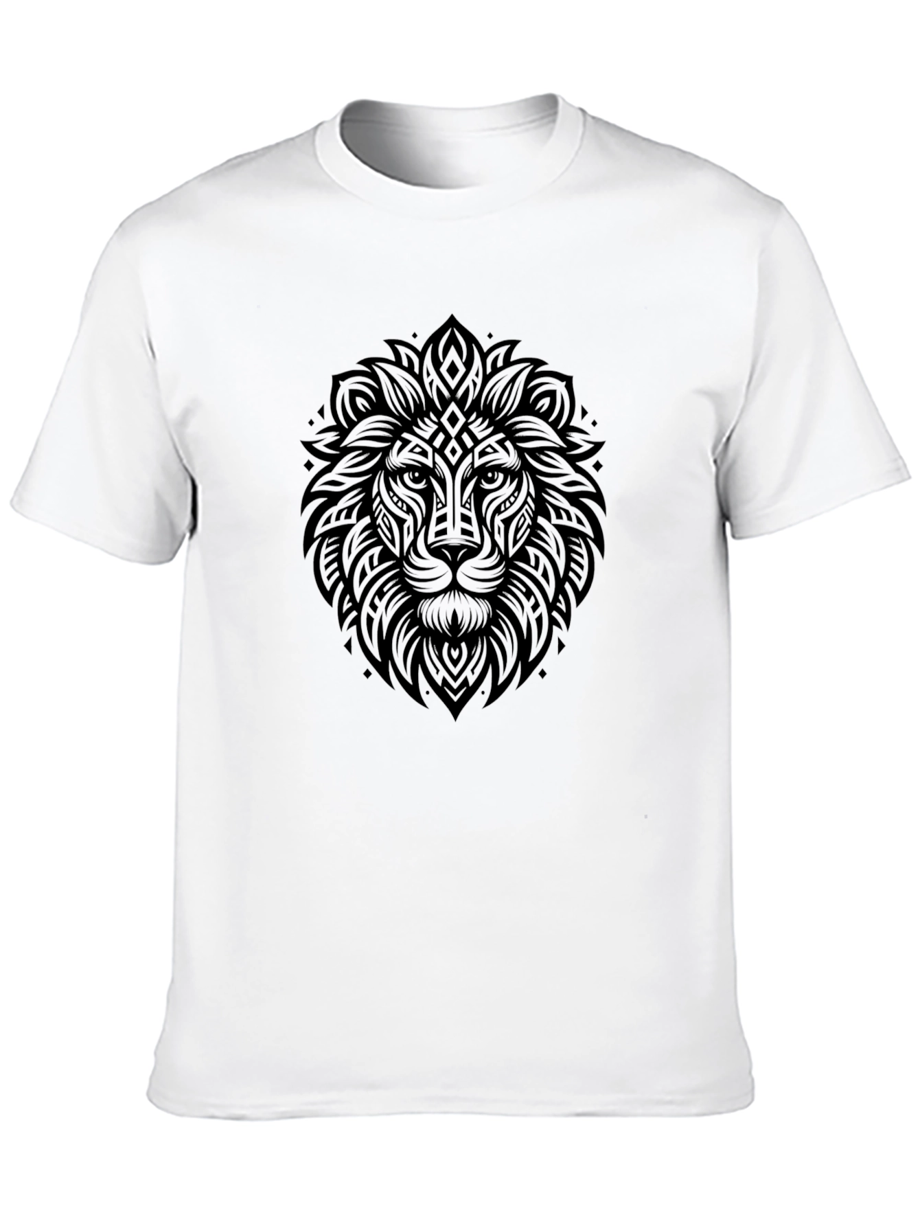 Lion Head Graphic Print Black T-Shirt