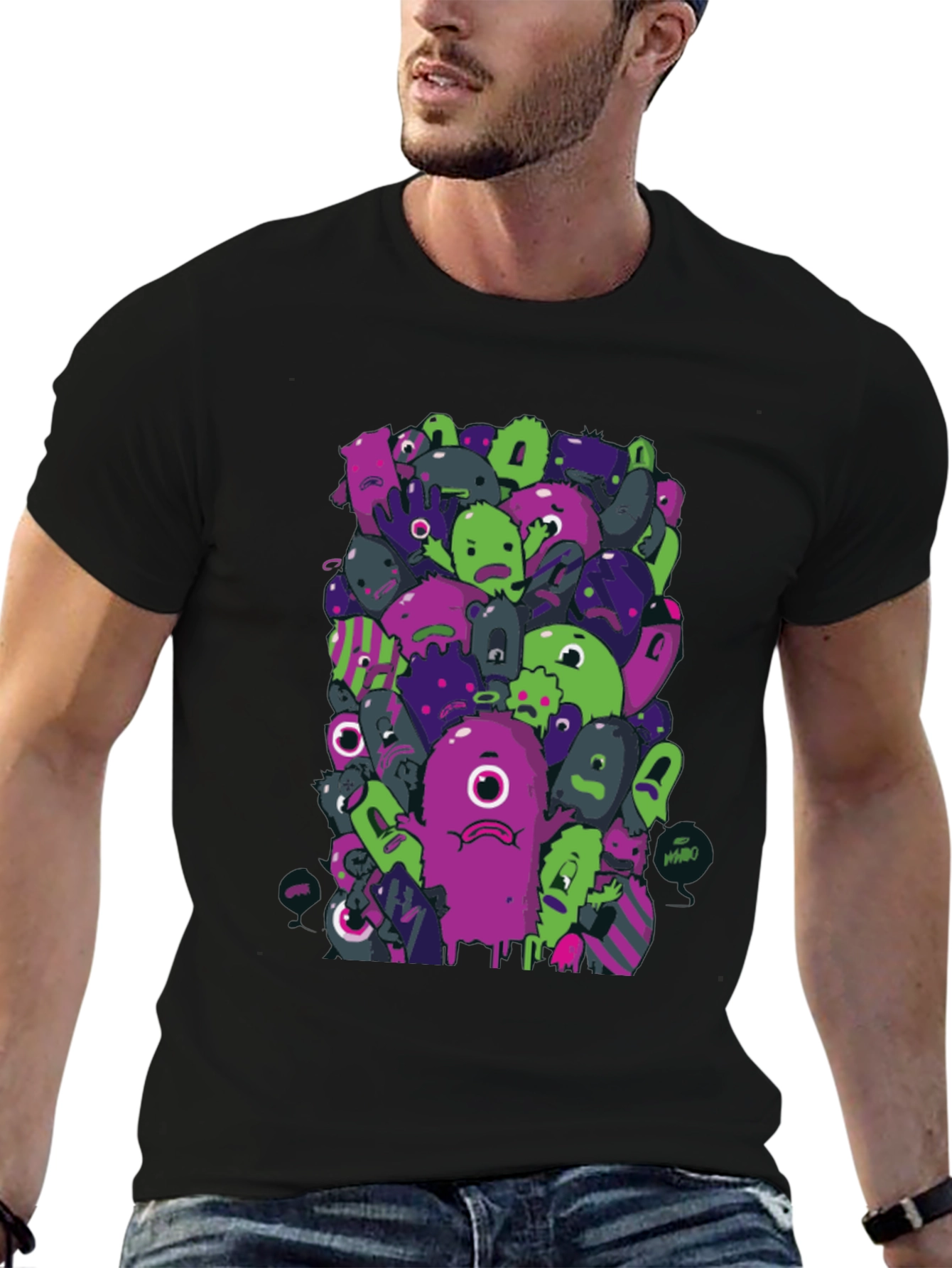 Funky Monster Graphic Black T-Shirt