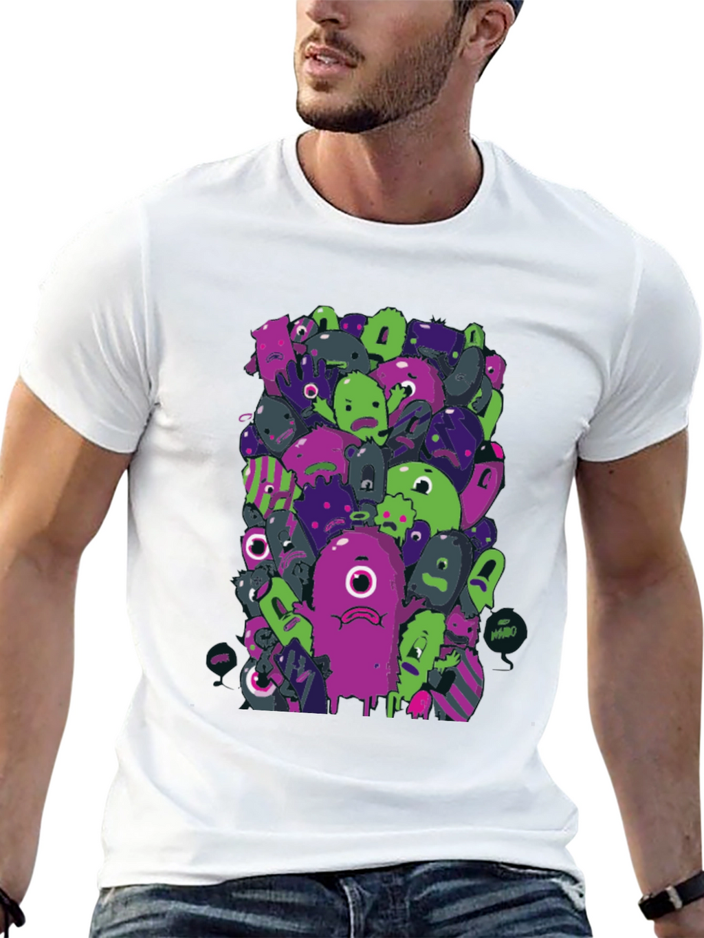 Funky Monster Graphic Black T-Shirt