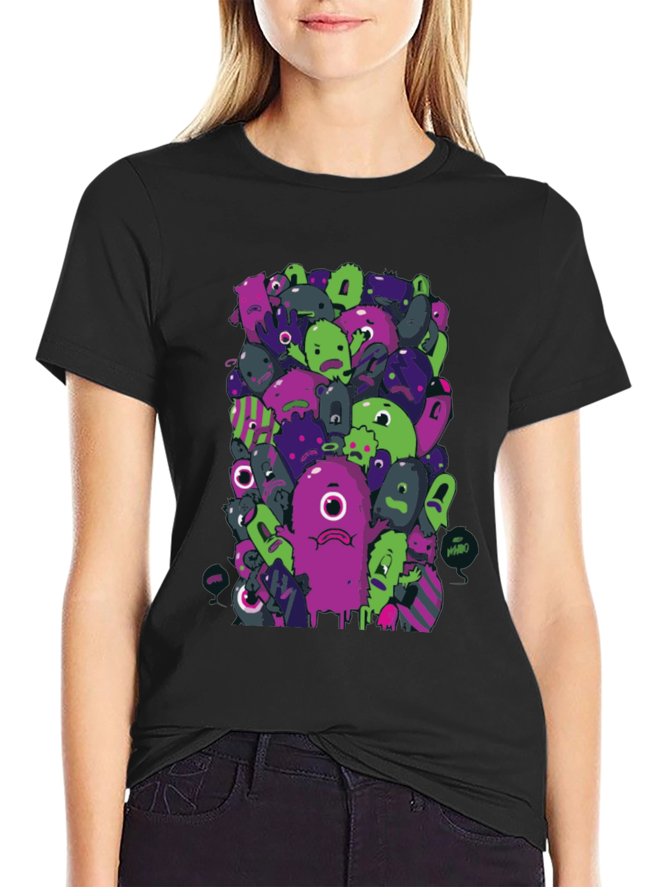 Funky Monster Graphic Black T-Shirt