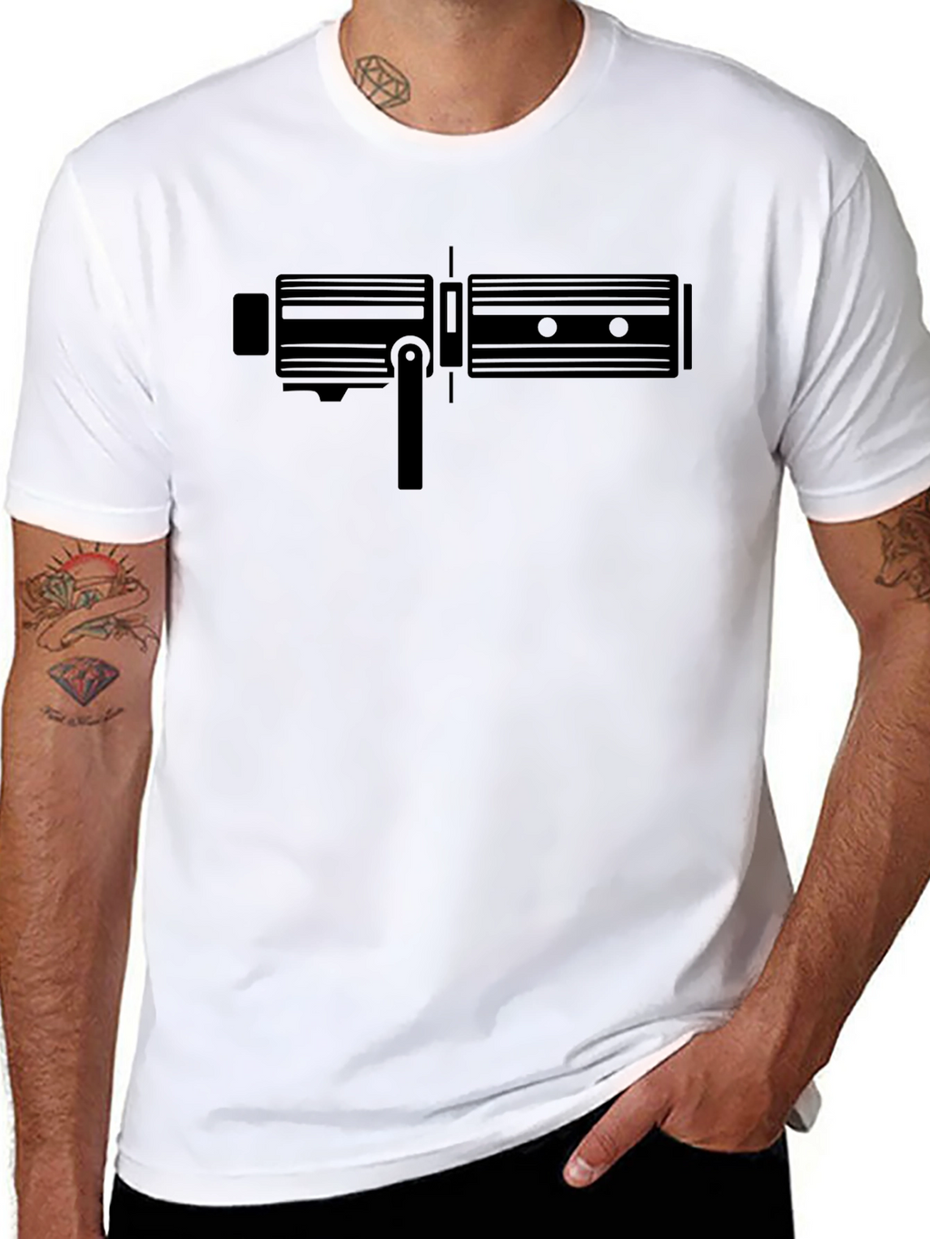Black T-Shirt with Gear Graphic