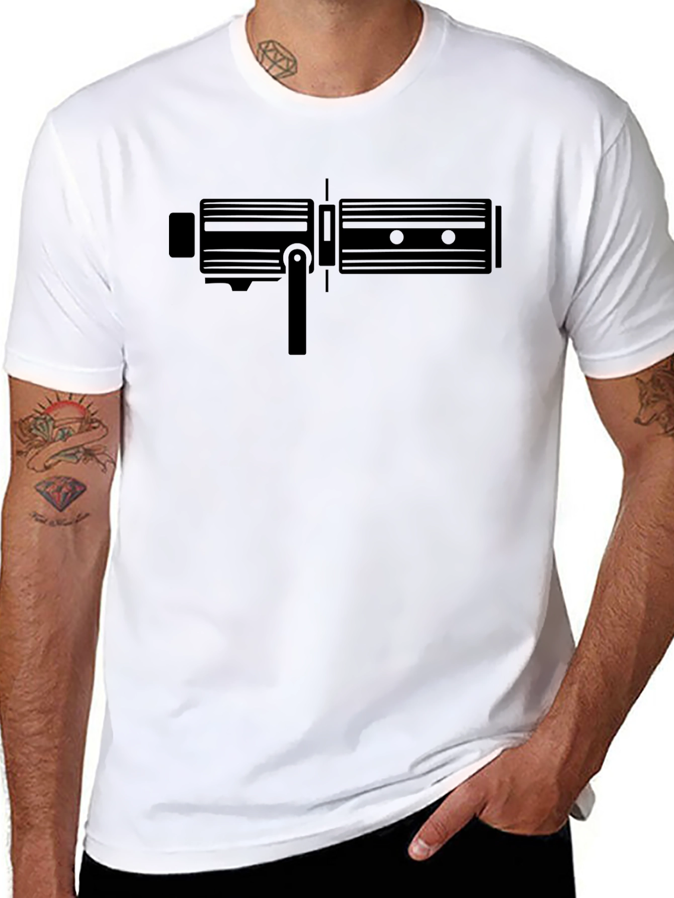 Black T-Shirt with Gear Graphic