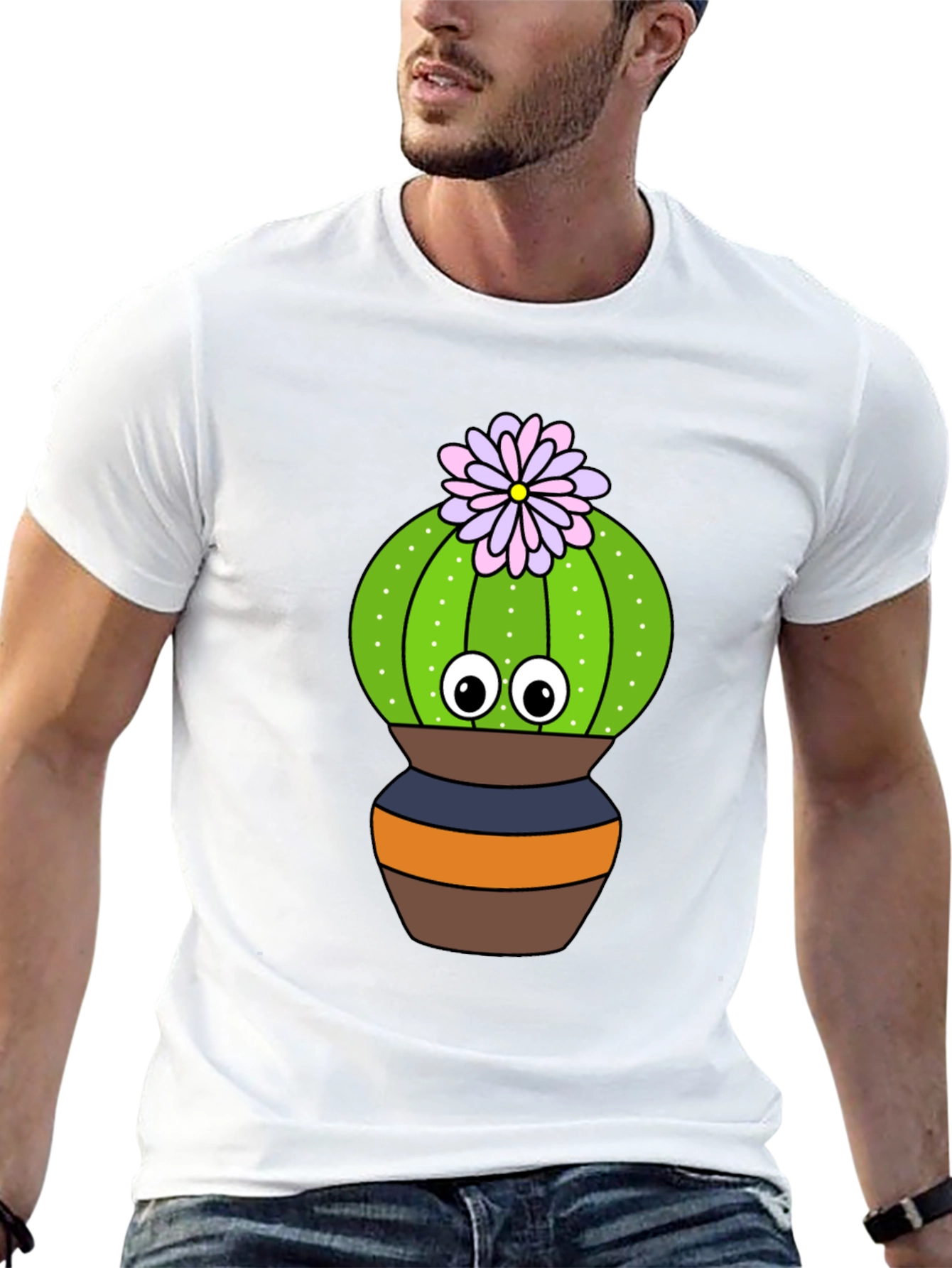 Cute Cactus Graphic Tee - Potted Plant Shirt