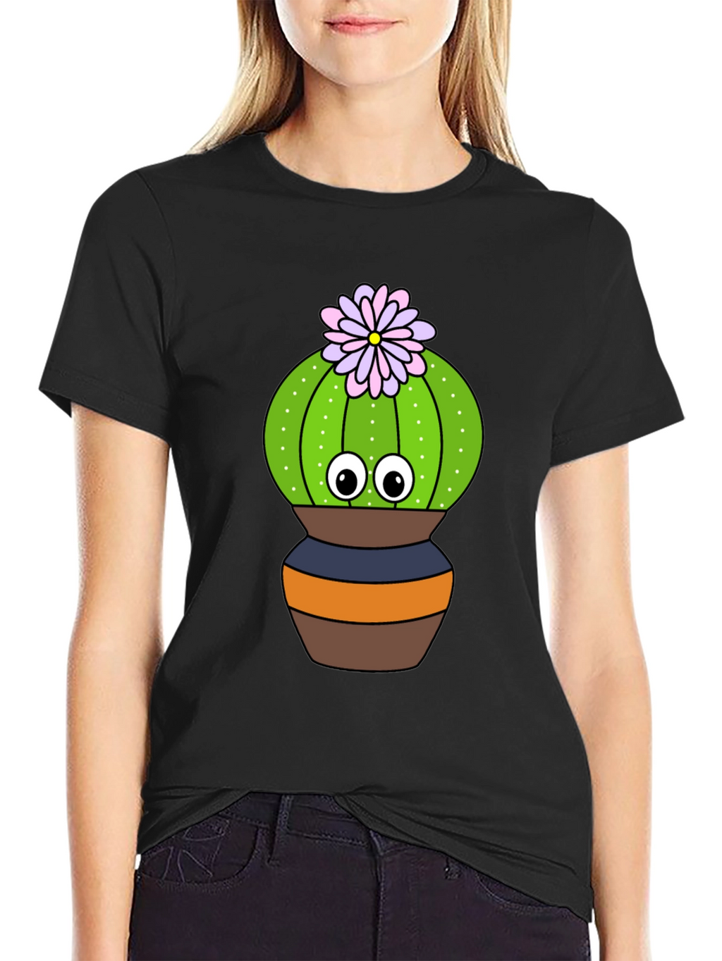 Cute Cactus Graphic Tee - Potted Plant Shirt