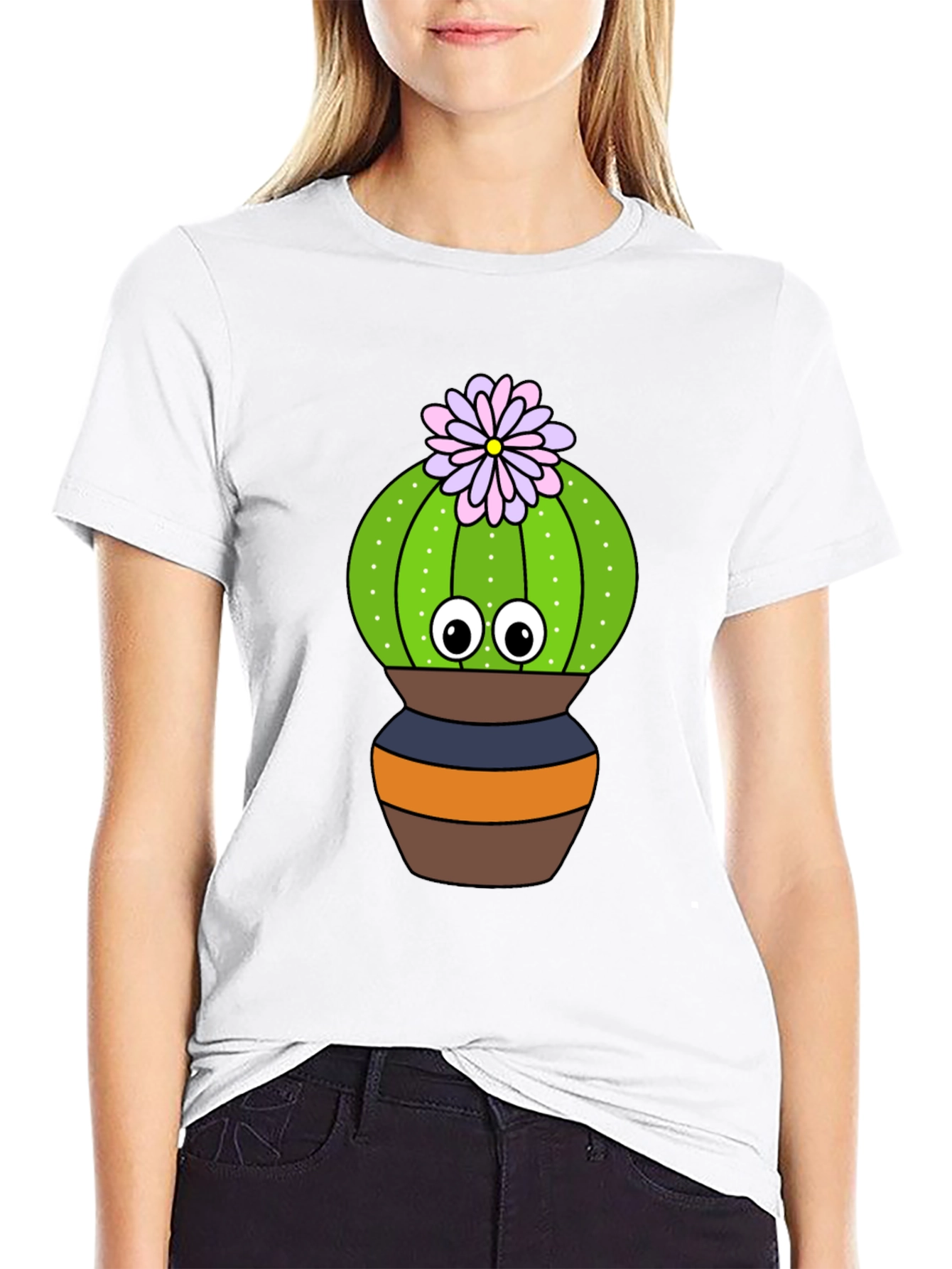 Cute Cactus Graphic Tee - Potted Plant Shirt