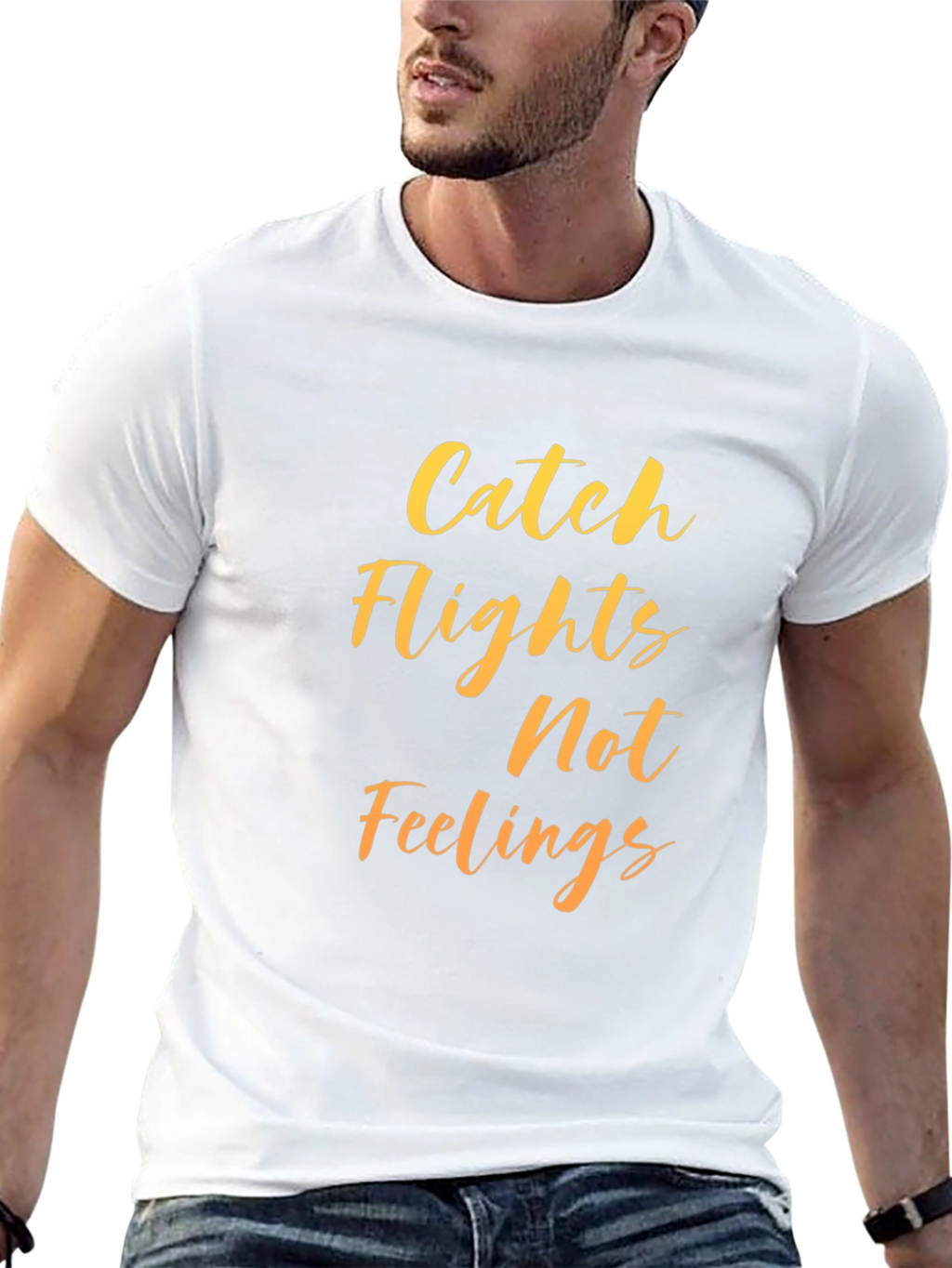 Catch Flights Not Feelings Graphic Tee - Black