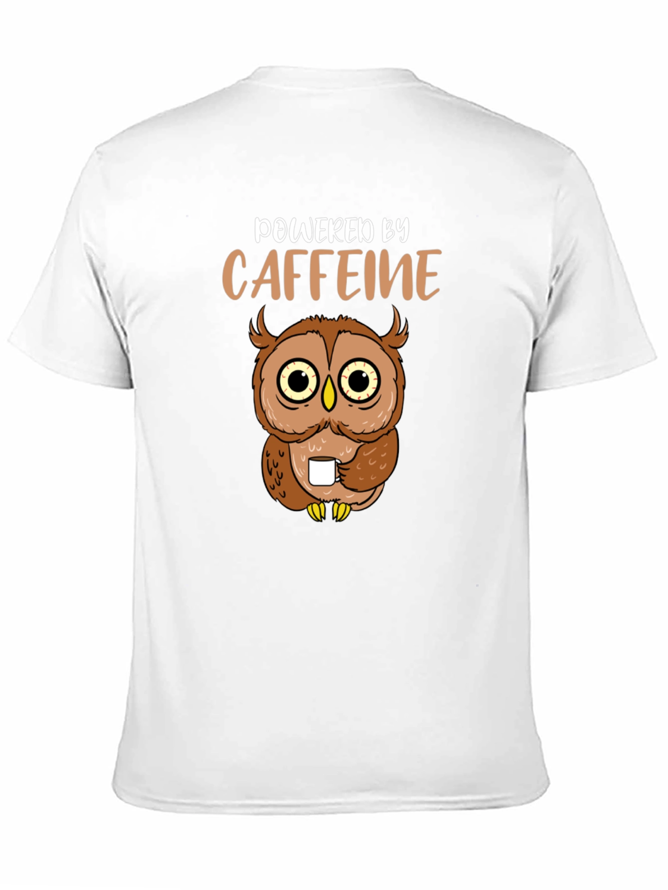 Powered By Caffeine Owl Graphic T-Shirt