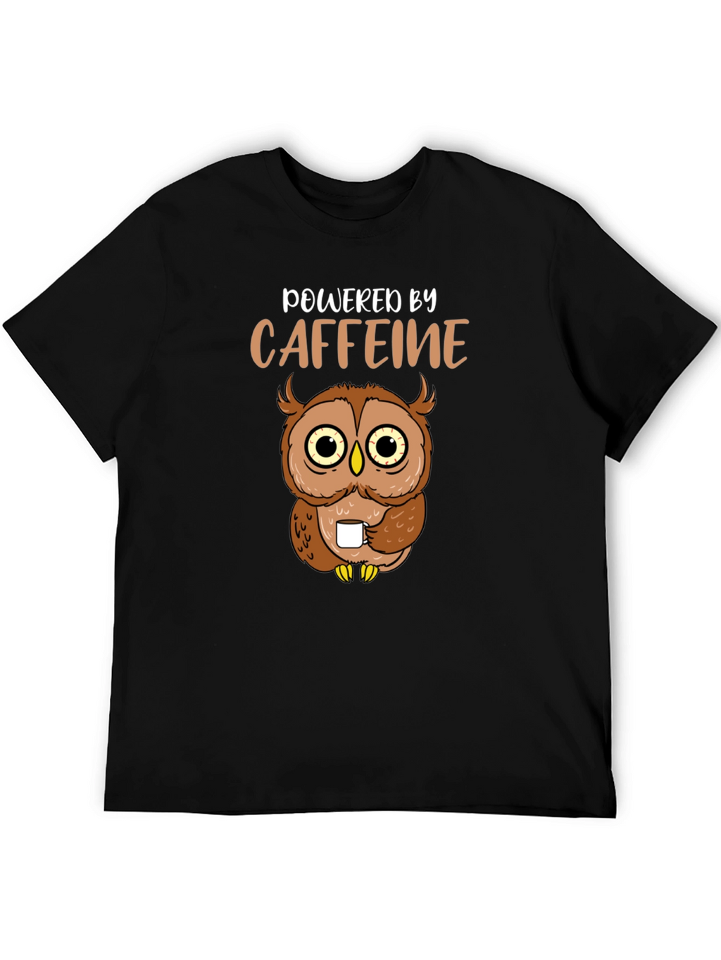 Powered By Caffeine Owl Graphic T-Shirt