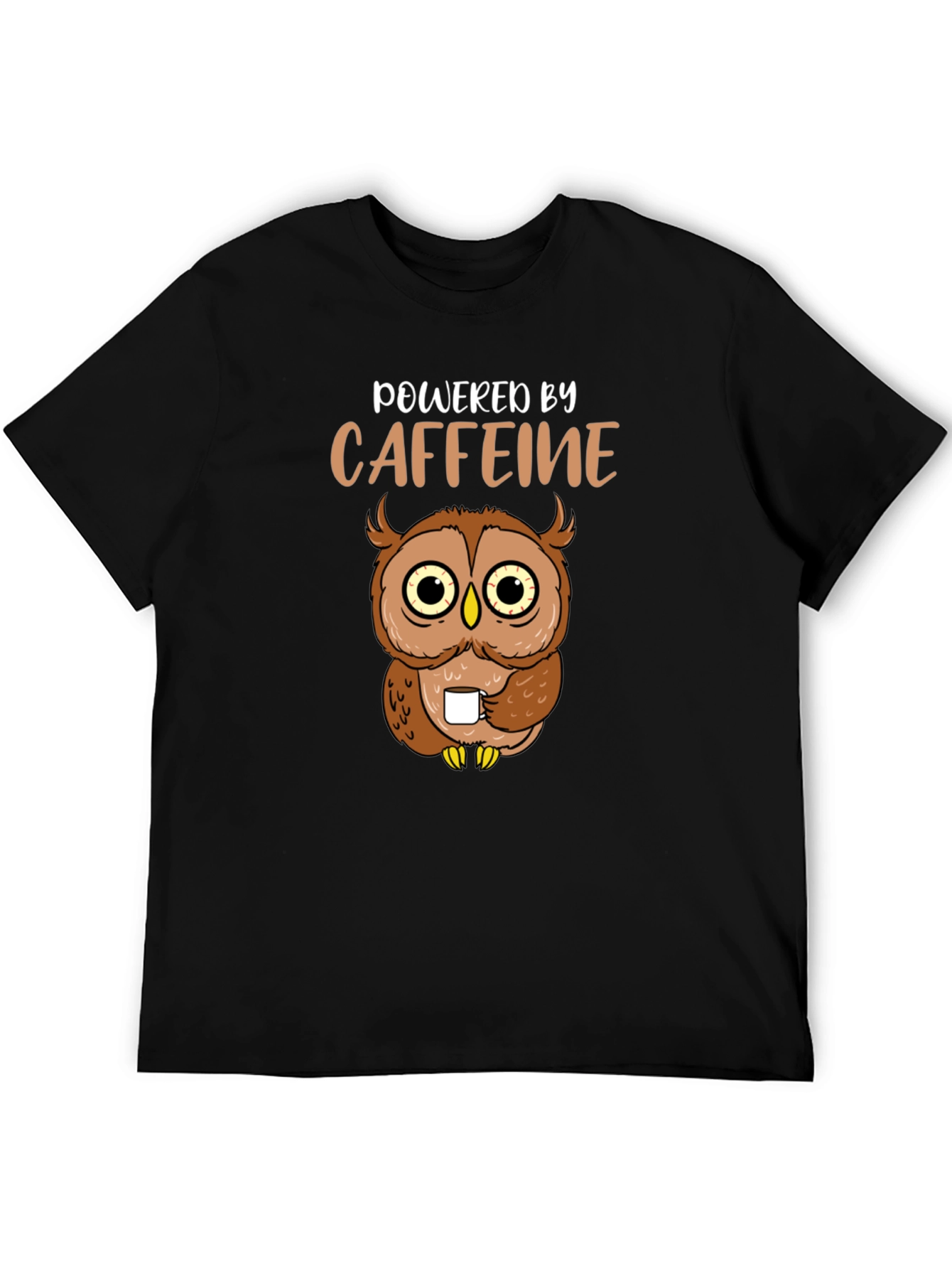 Powered By Caffeine Owl Graphic T-Shirt