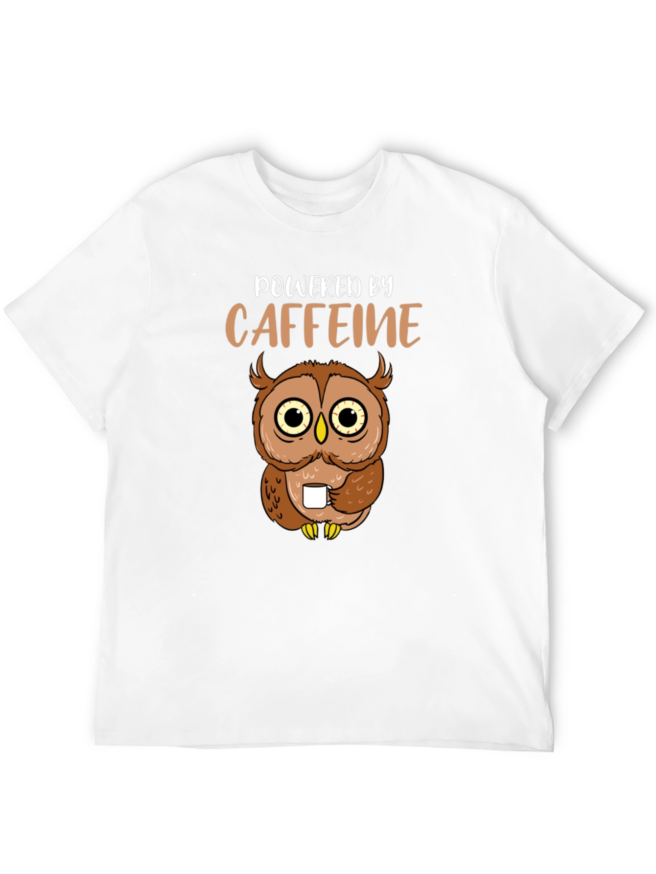 Powered By Caffeine Owl Graphic T-Shirt