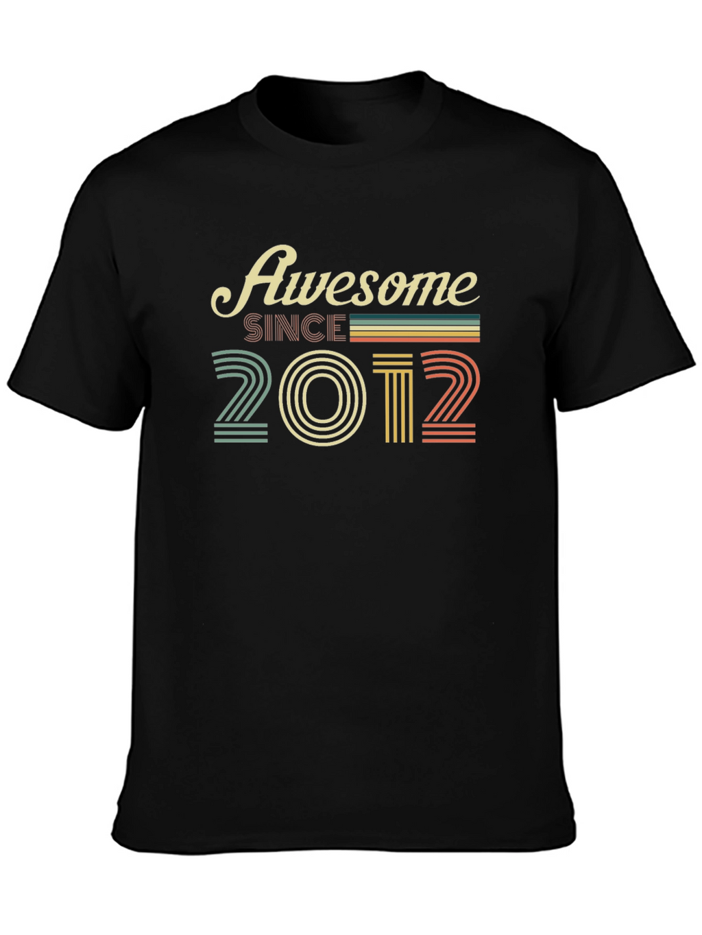 Awesome Since 2012 Black Graphic T-Shirt