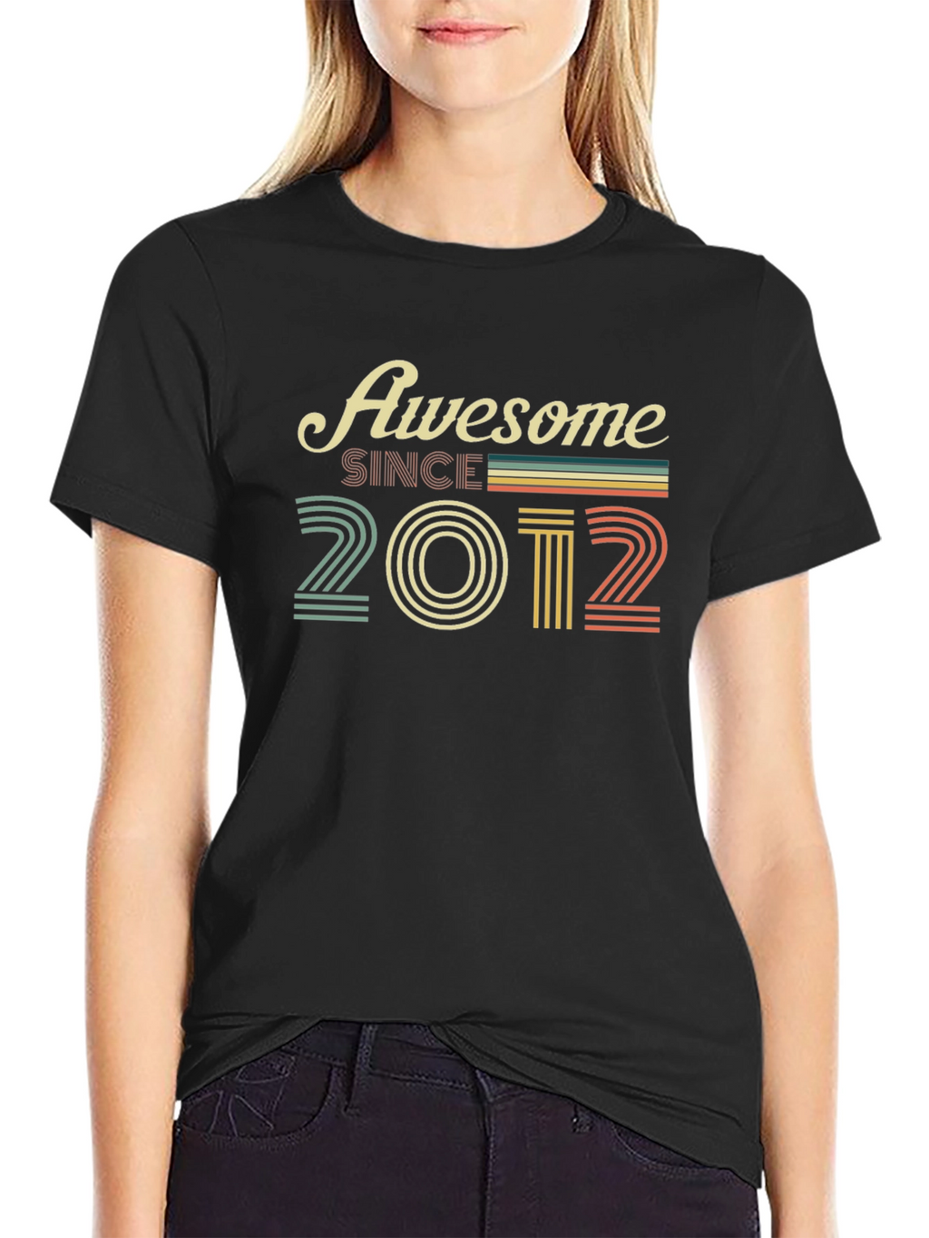 Awesome Since 2012 Black Graphic T-Shirt