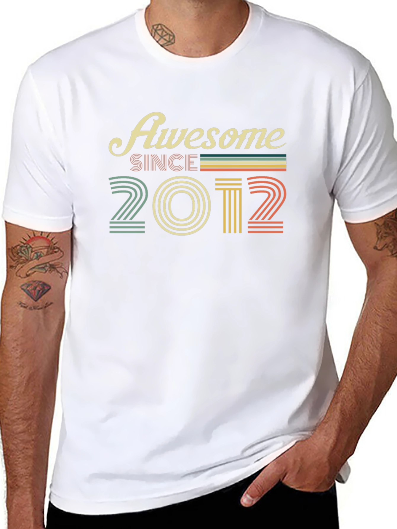 Awesome Since 2012 Black Graphic T-Shirt