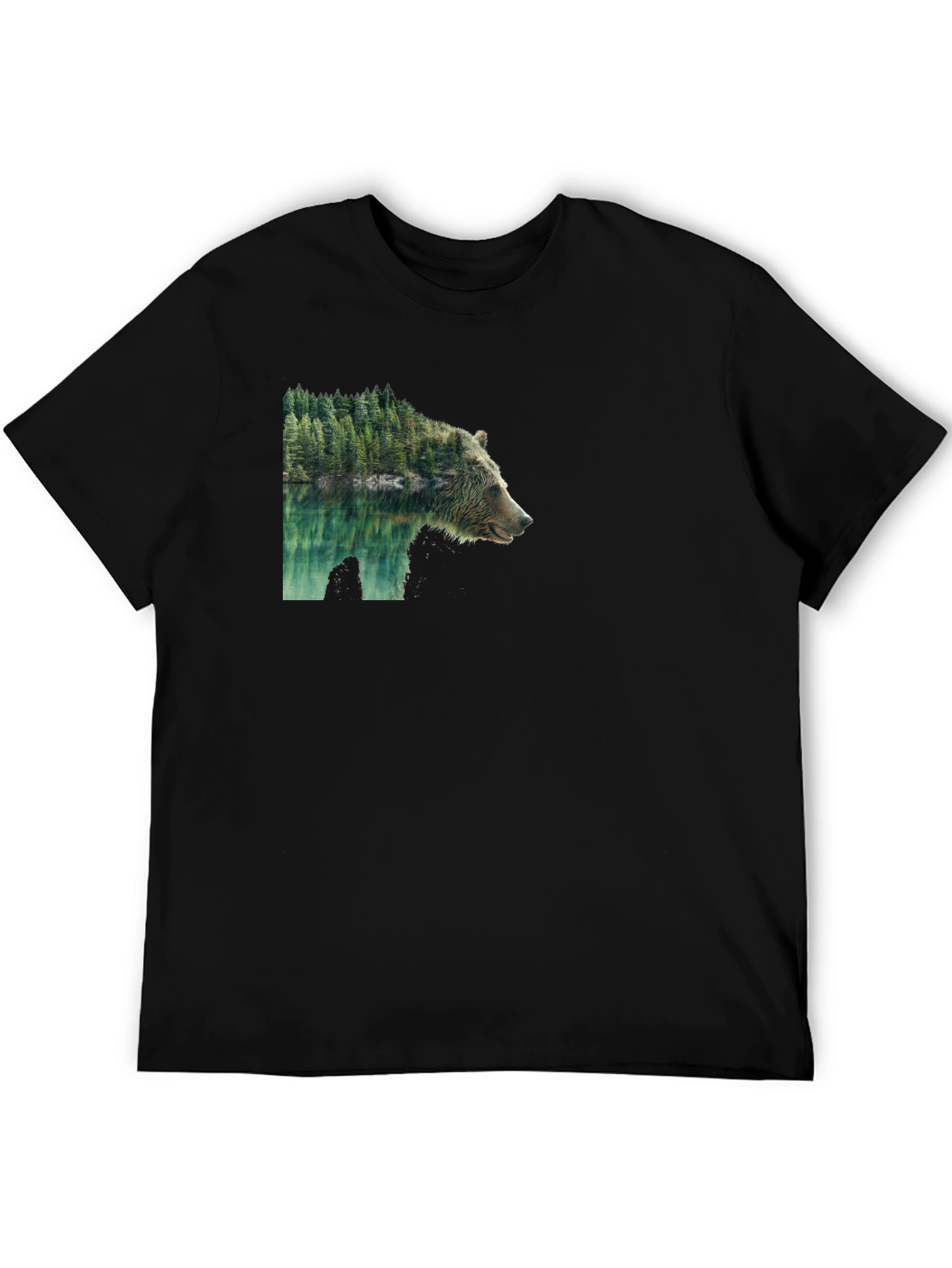 Bear & Forest Graphic Tee - Nature Inspired Print