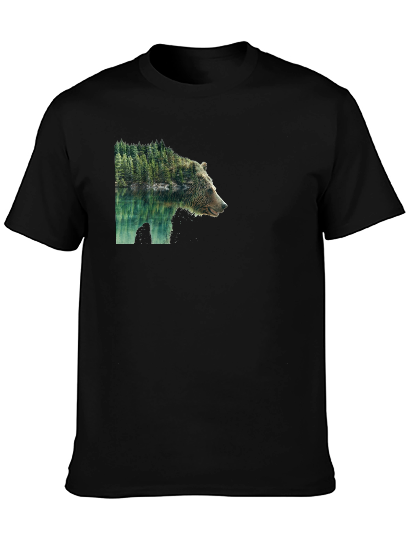 Bear & Forest Graphic Tee - Nature Inspired Print