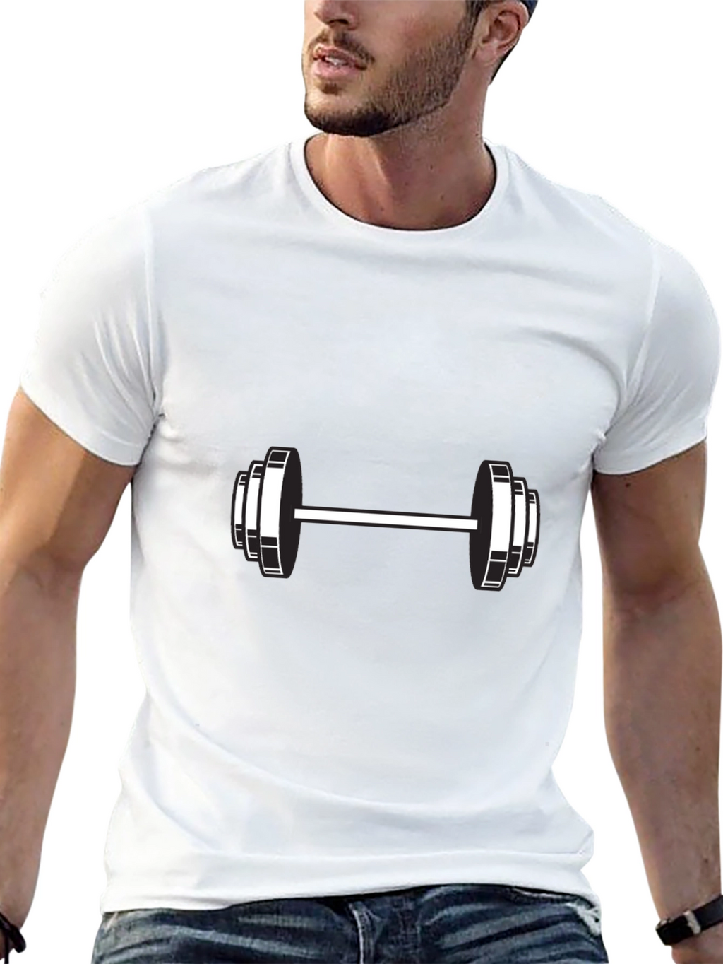 Black Barbell Graphic T-Shirt - Workout Ready!