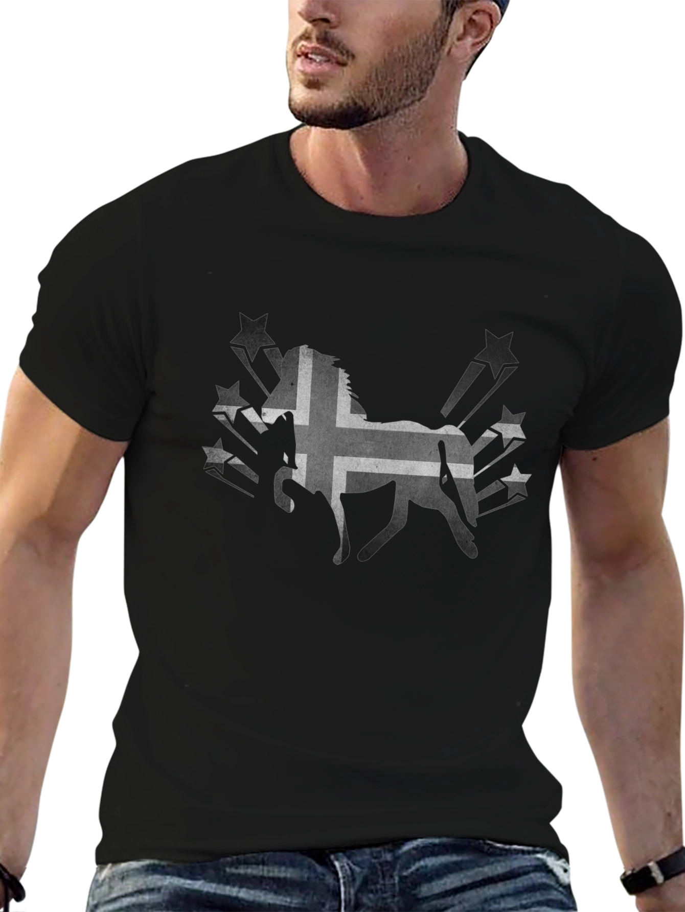 Icelandic Horse Tee - Black Graphic T-Shirt