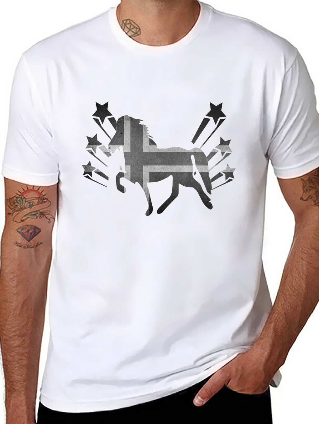 Icelandic Horse Tee - Black Graphic T-Shirt
