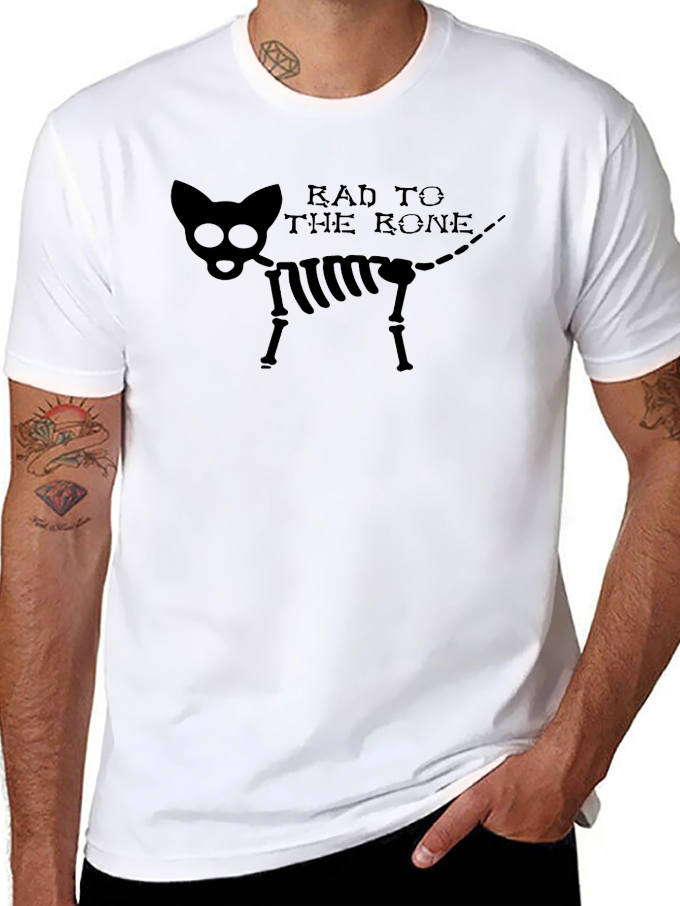 Rad to the Bone Cat Skeleton Graphic Tee