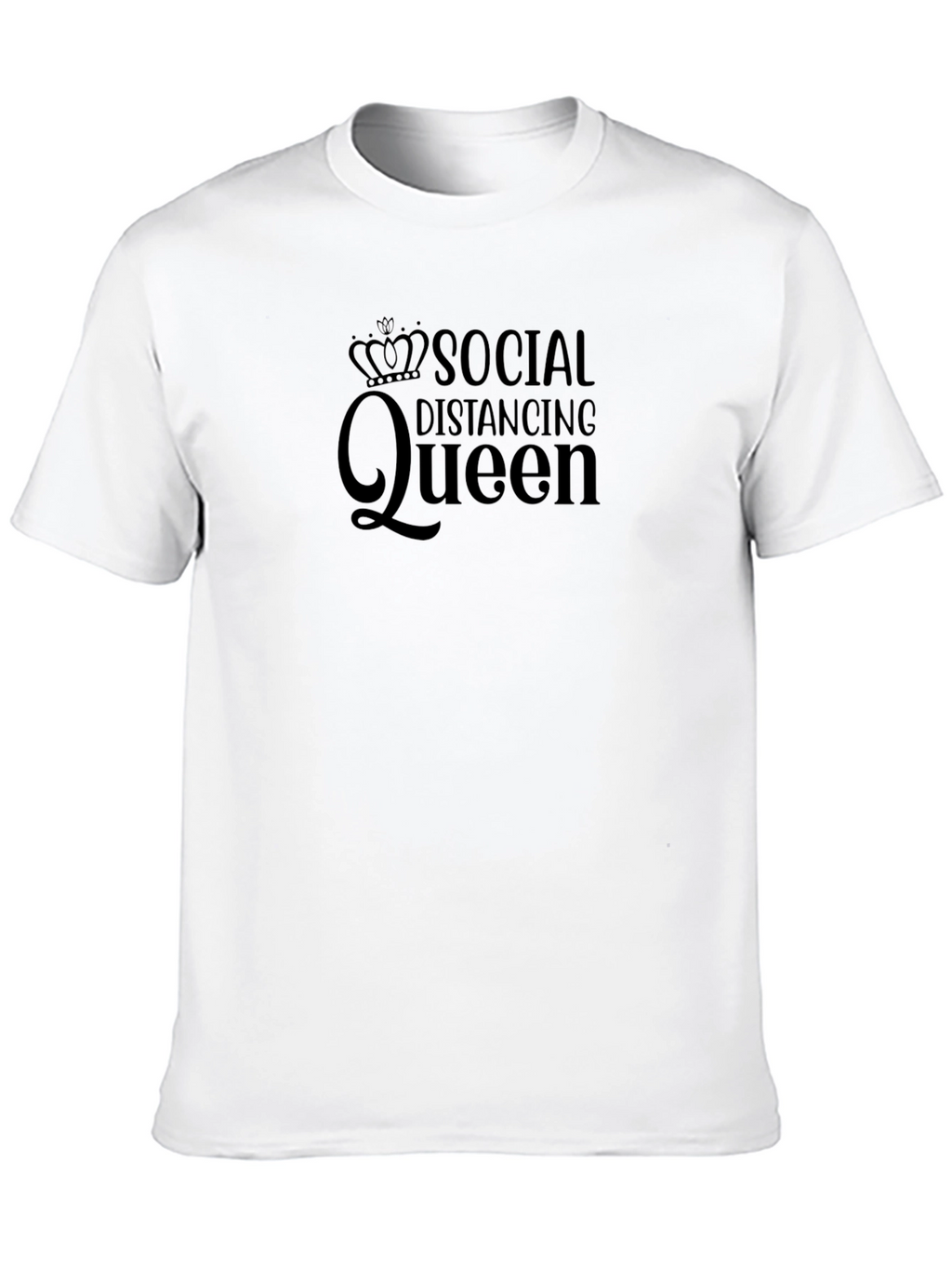 Social Distancing Queen Black Graphic T-Shirt