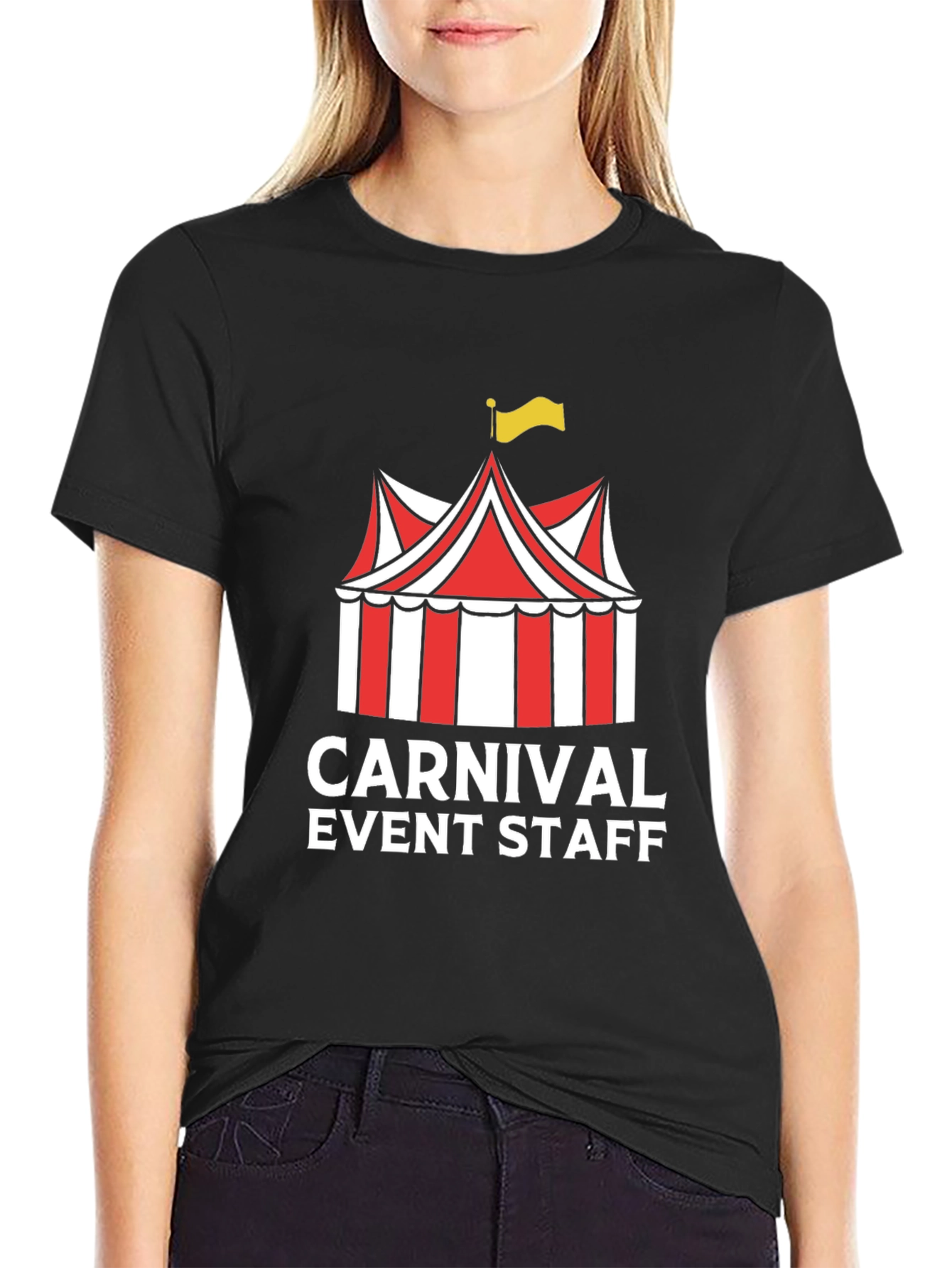 Carnival Event Staff T-Shirt - Black Crew Neck Tee