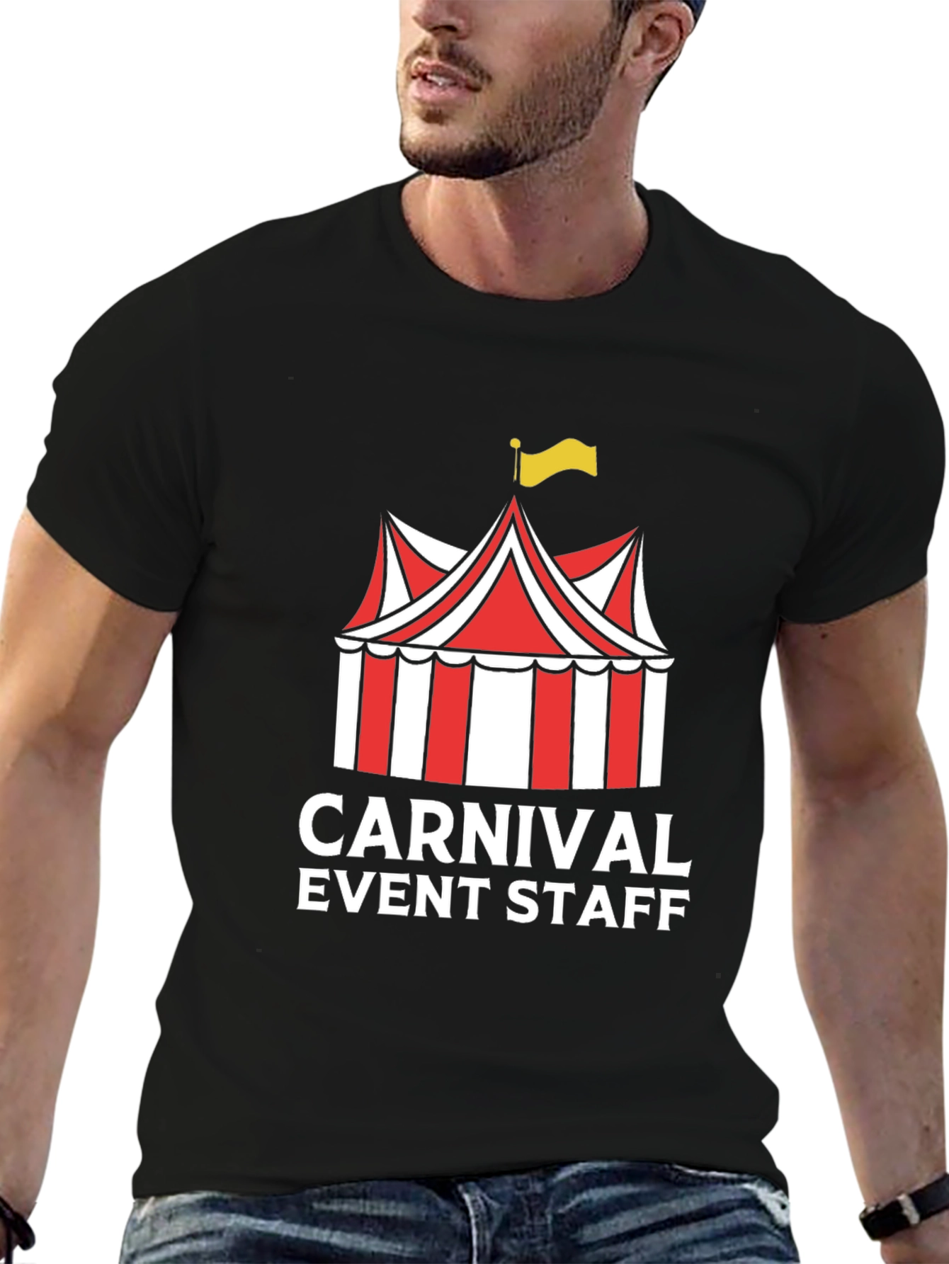 Carnival Event Staff T-Shirt - Black Crew Neck Tee
