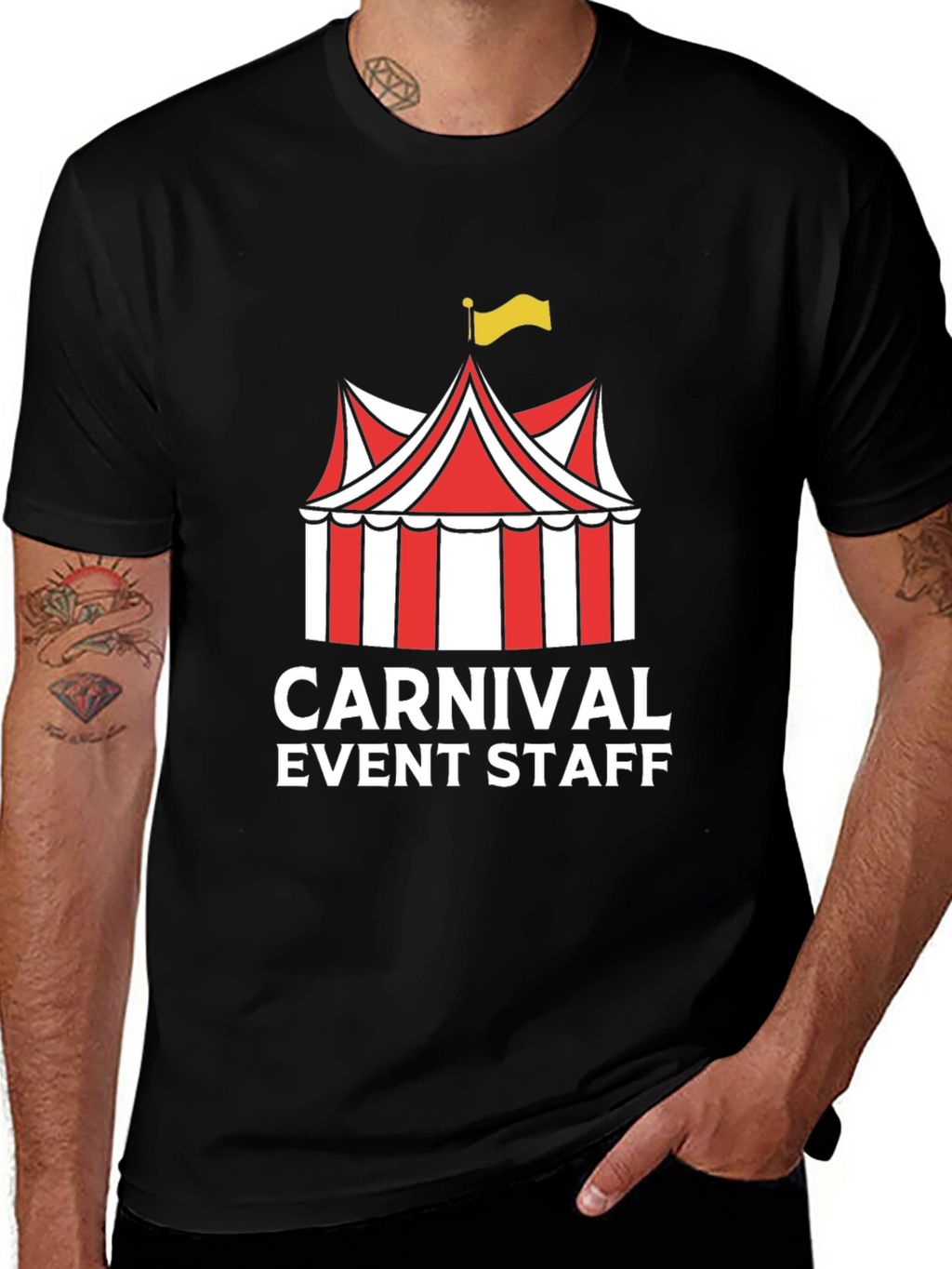 Carnival Event Staff T-Shirt - Black Crew Neck Tee