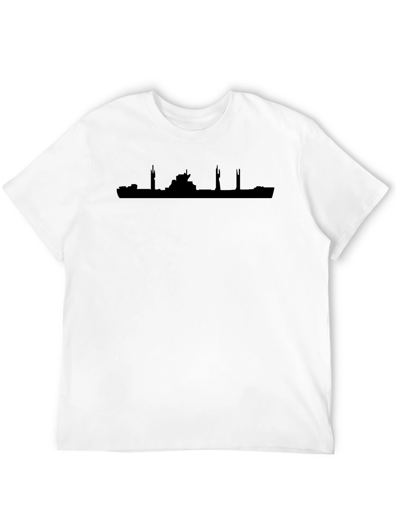 Modern Cityscape Silhouette Black T-Shirt