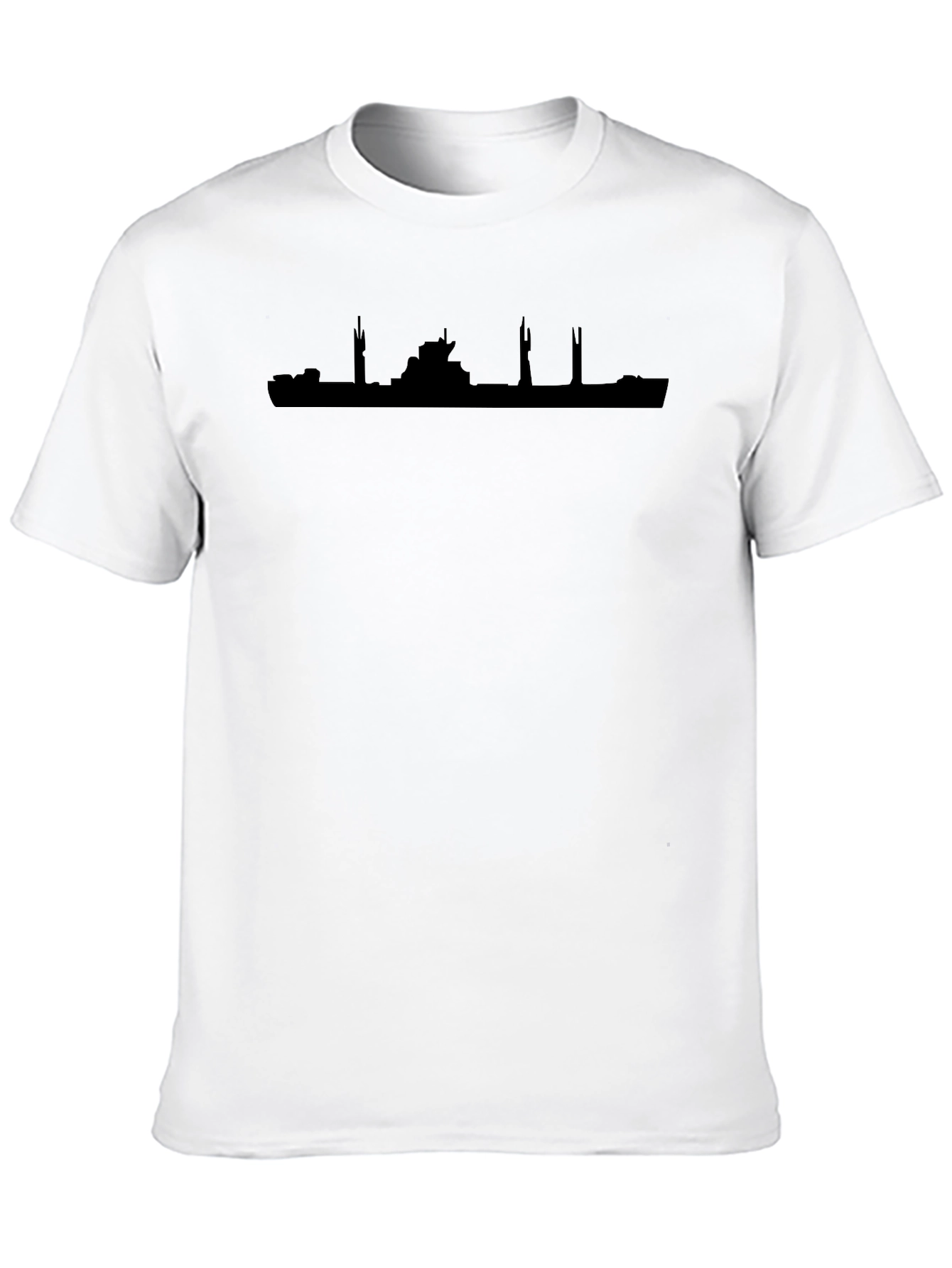 Modern Cityscape Silhouette Black T-Shirt