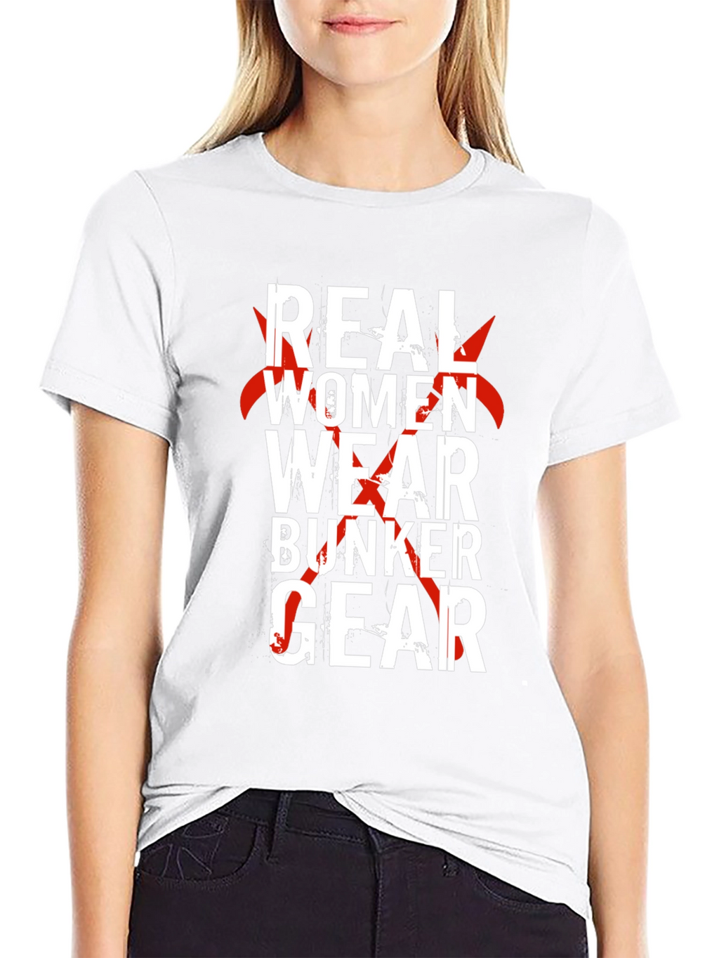 Real Women Wear Bunker Gear T-Shirt - Firefighter Pride