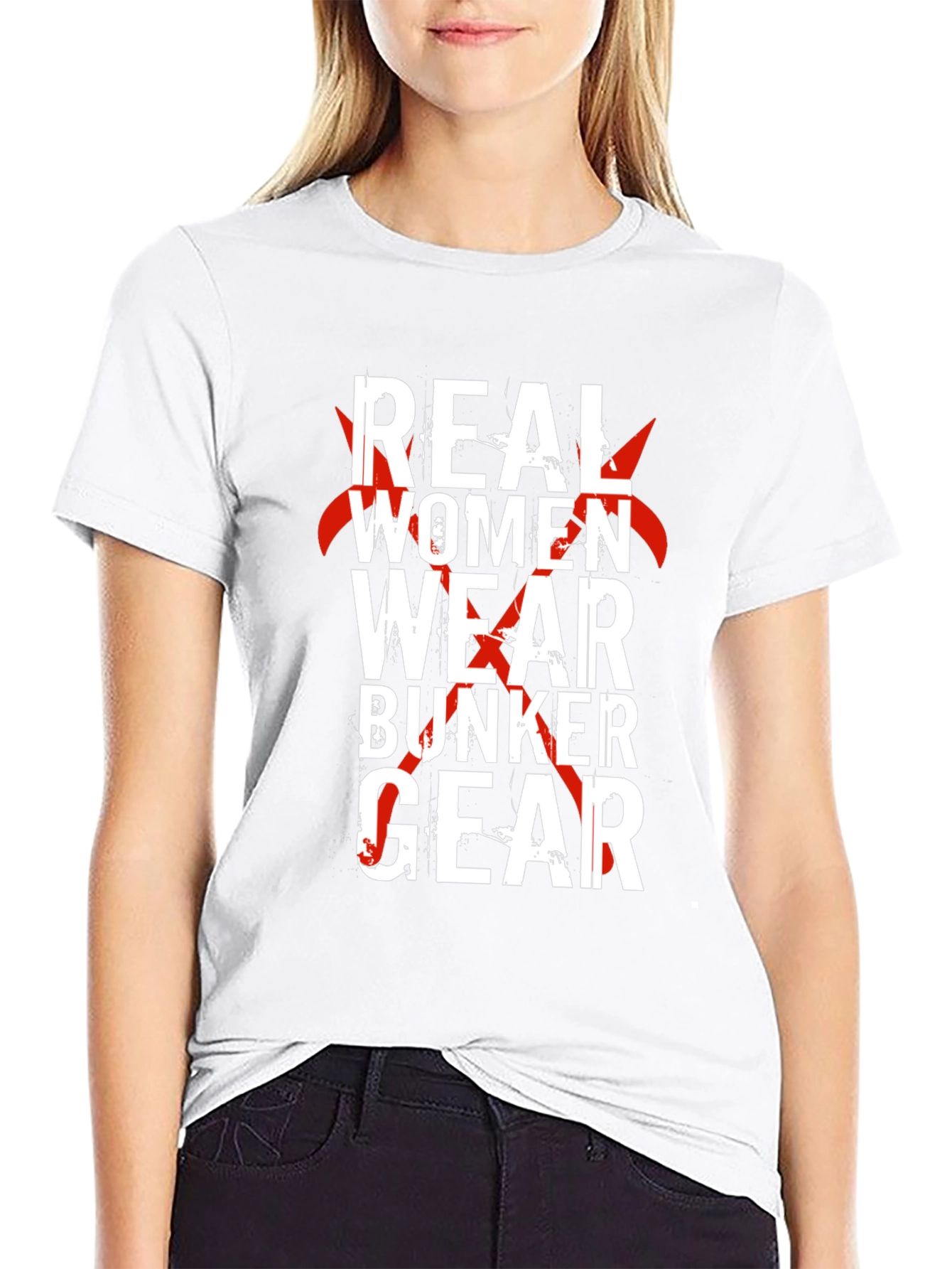 Real Women Wear Bunker Gear T-Shirt - Firefighter Pride