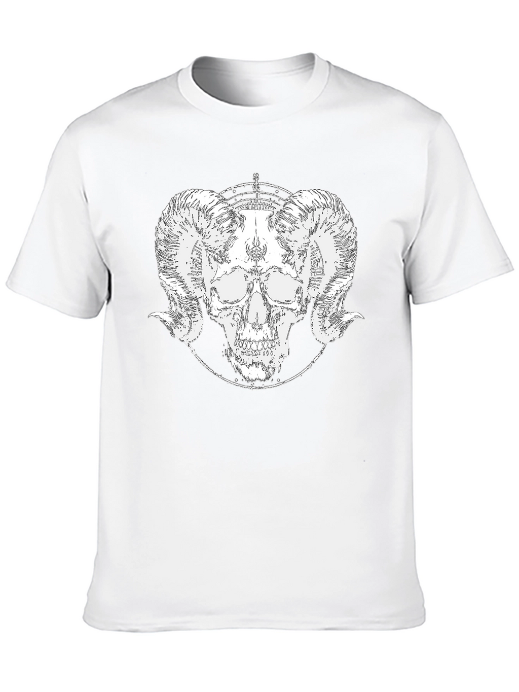 Ram Skull Graphic Tee - Black Cotton T-Shirt