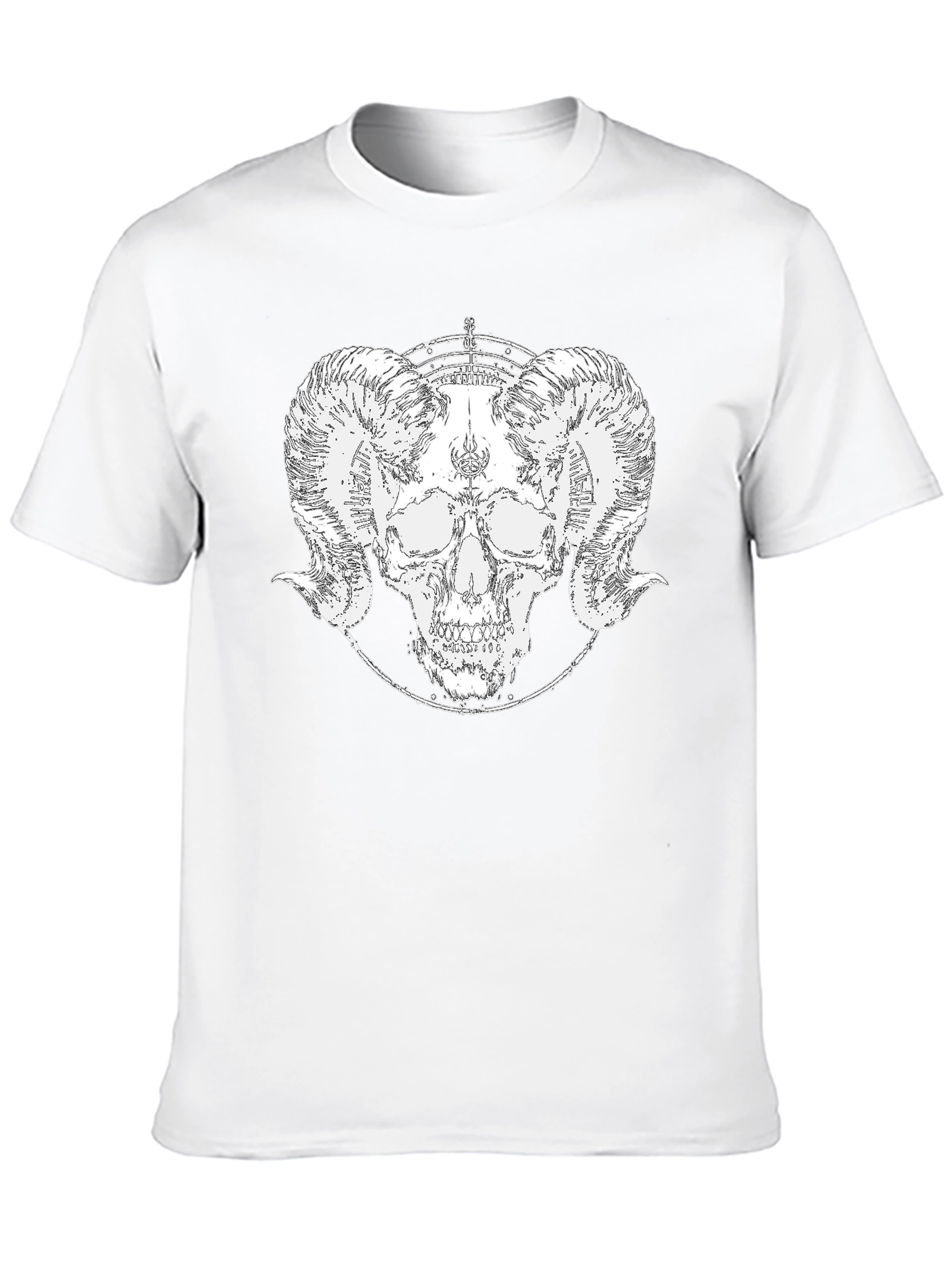 Ram Skull Graphic Tee - Black Cotton T-Shirt