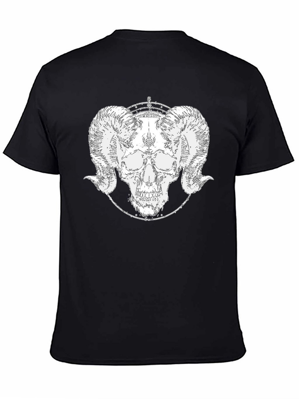 Ram Skull Graphic Tee - Black Cotton T-Shirt