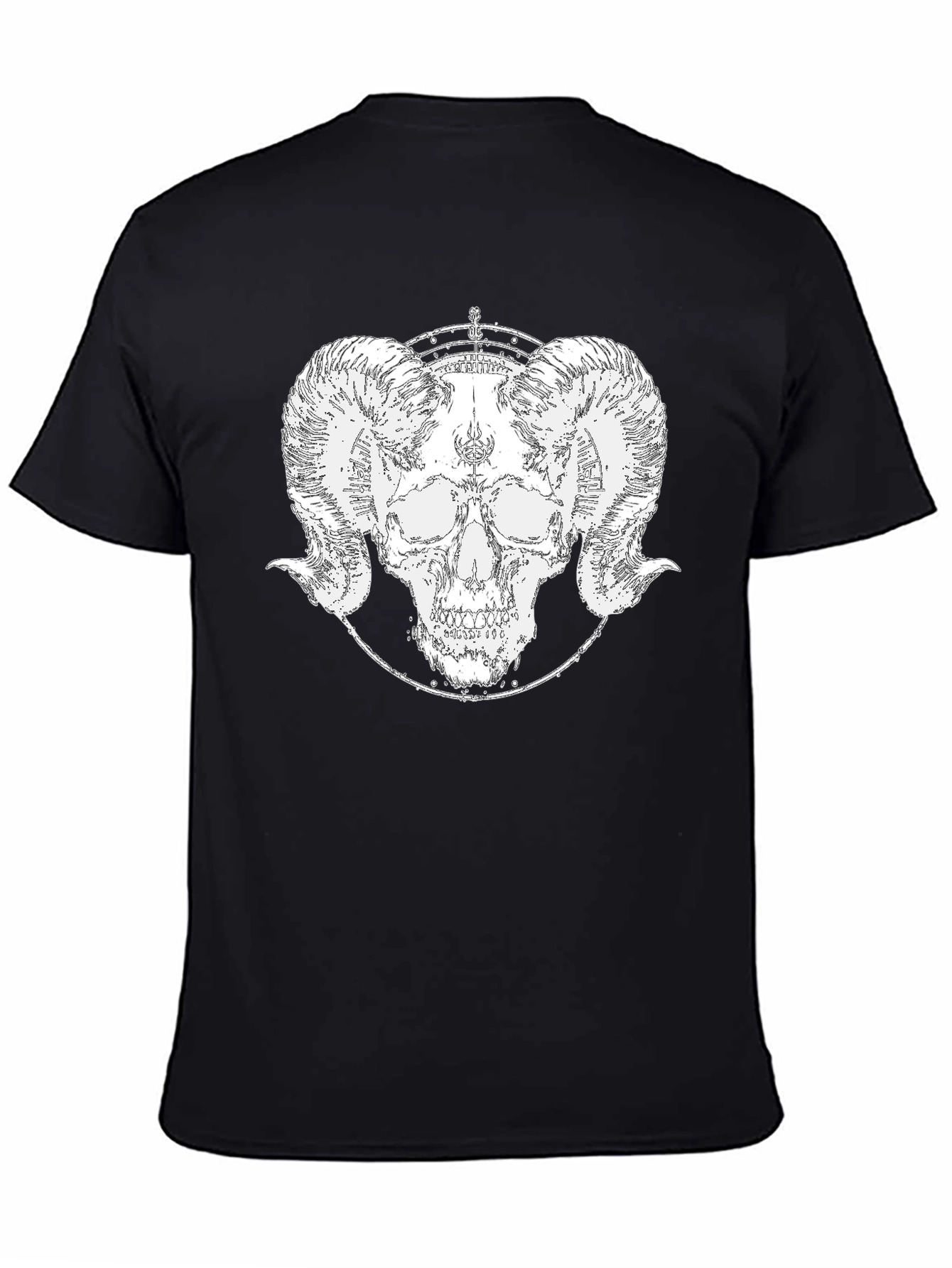 Ram Skull Graphic Tee - Black Cotton T-Shirt