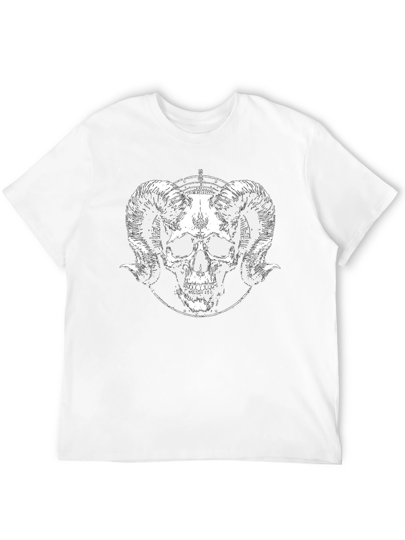 Ram Skull Graphic Tee - Black Cotton T-Shirt