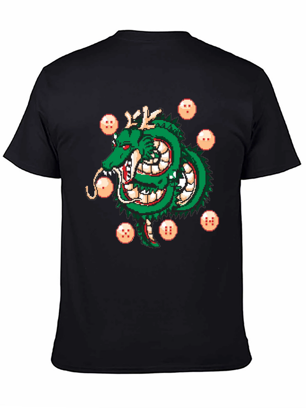 Shenron Dragon Ball Z Pixel Art Black T-Shirt