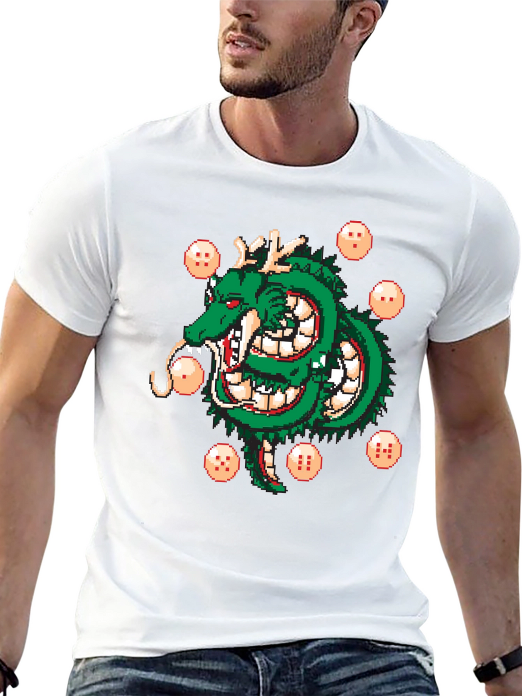 Shenron Dragon Ball Z Pixel Art Black T-Shirt