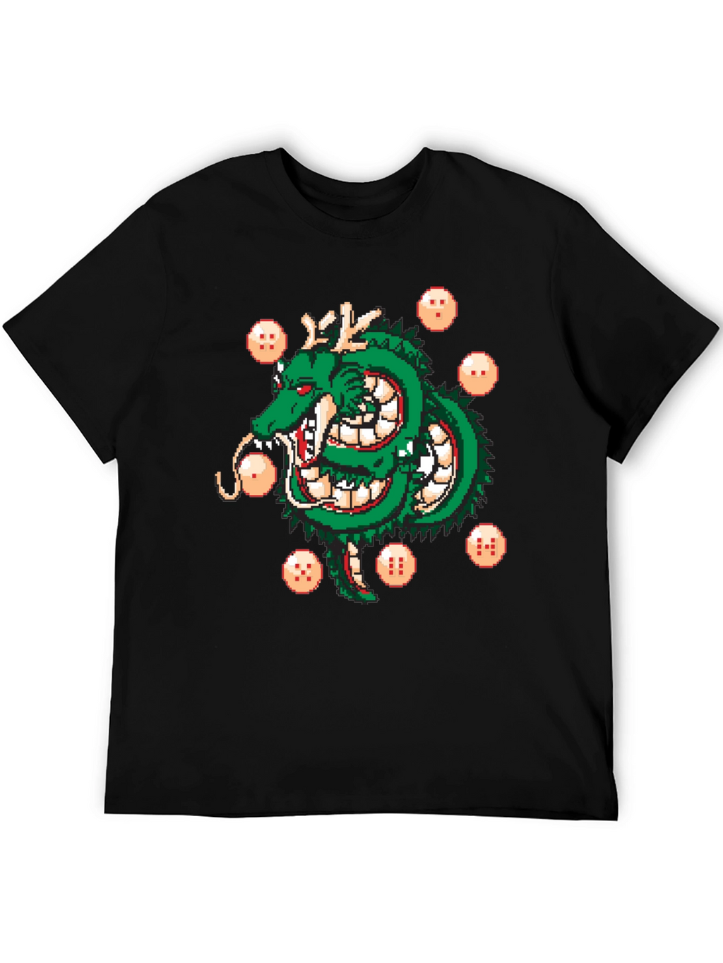 Shenron Dragon Ball Z Pixel Art Black T-Shirt