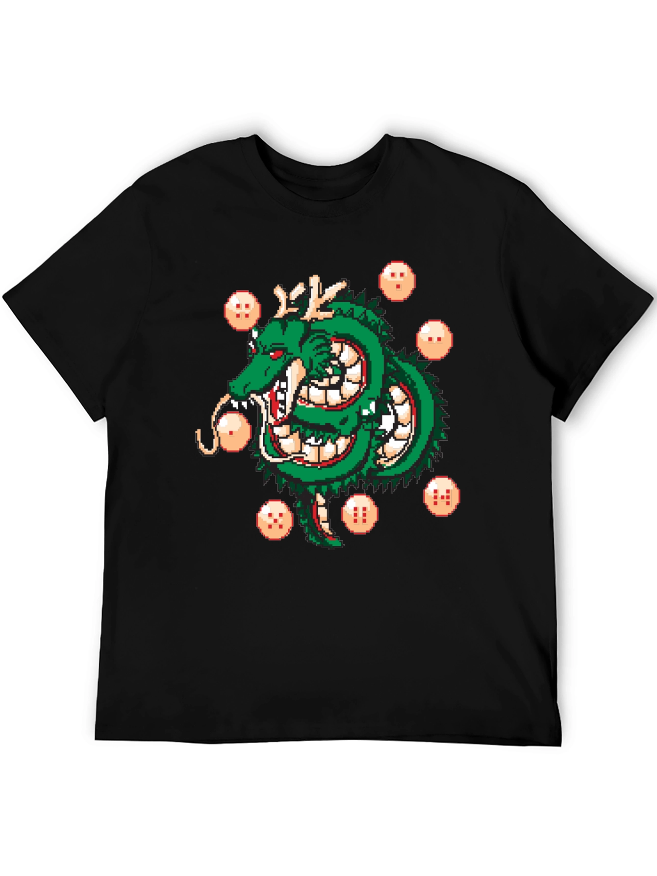 Shenron Dragon Ball Z Pixel Art Black T-Shirt
