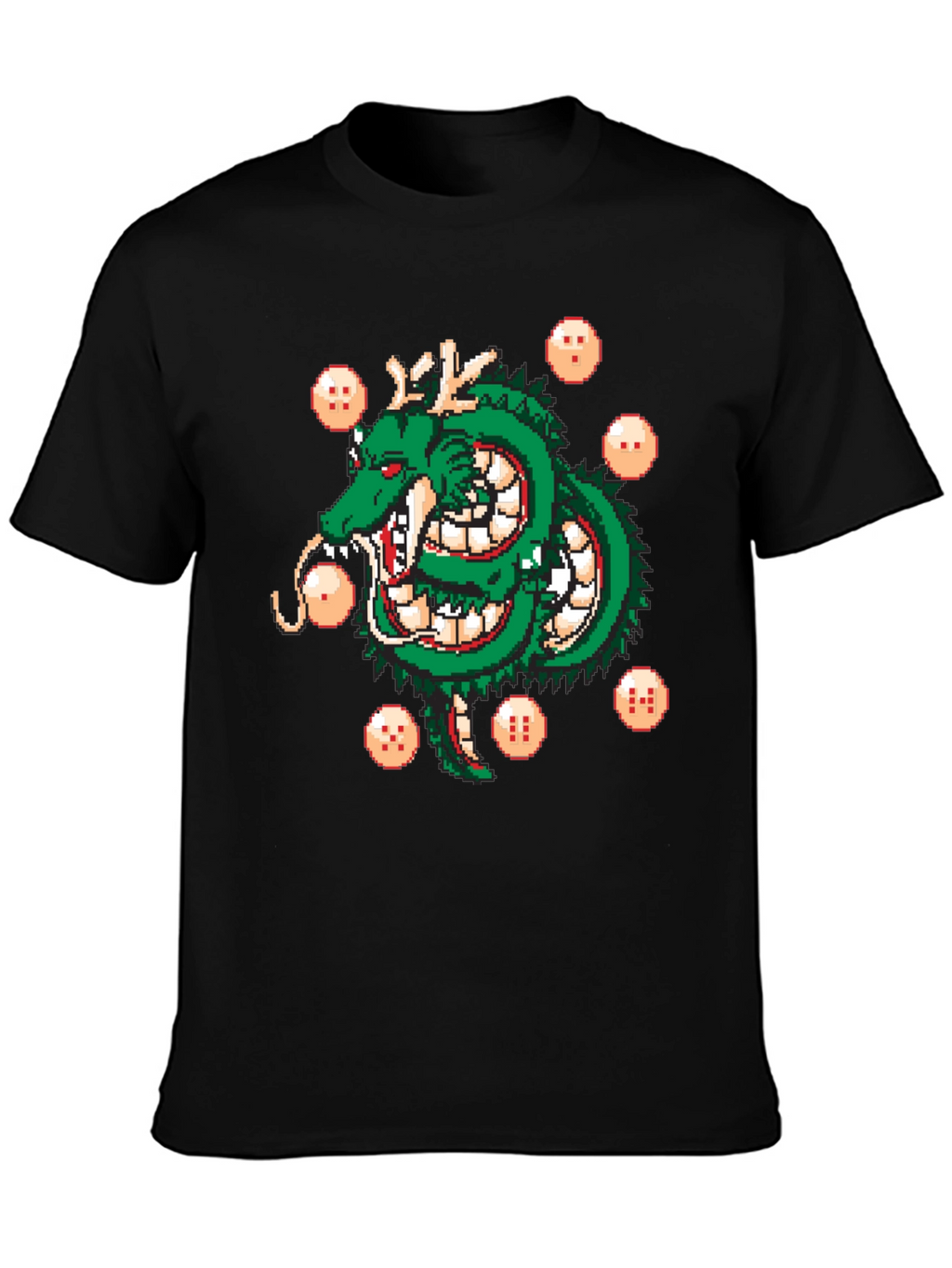 Shenron Dragon Ball Z Pixel Art Black T-Shirt