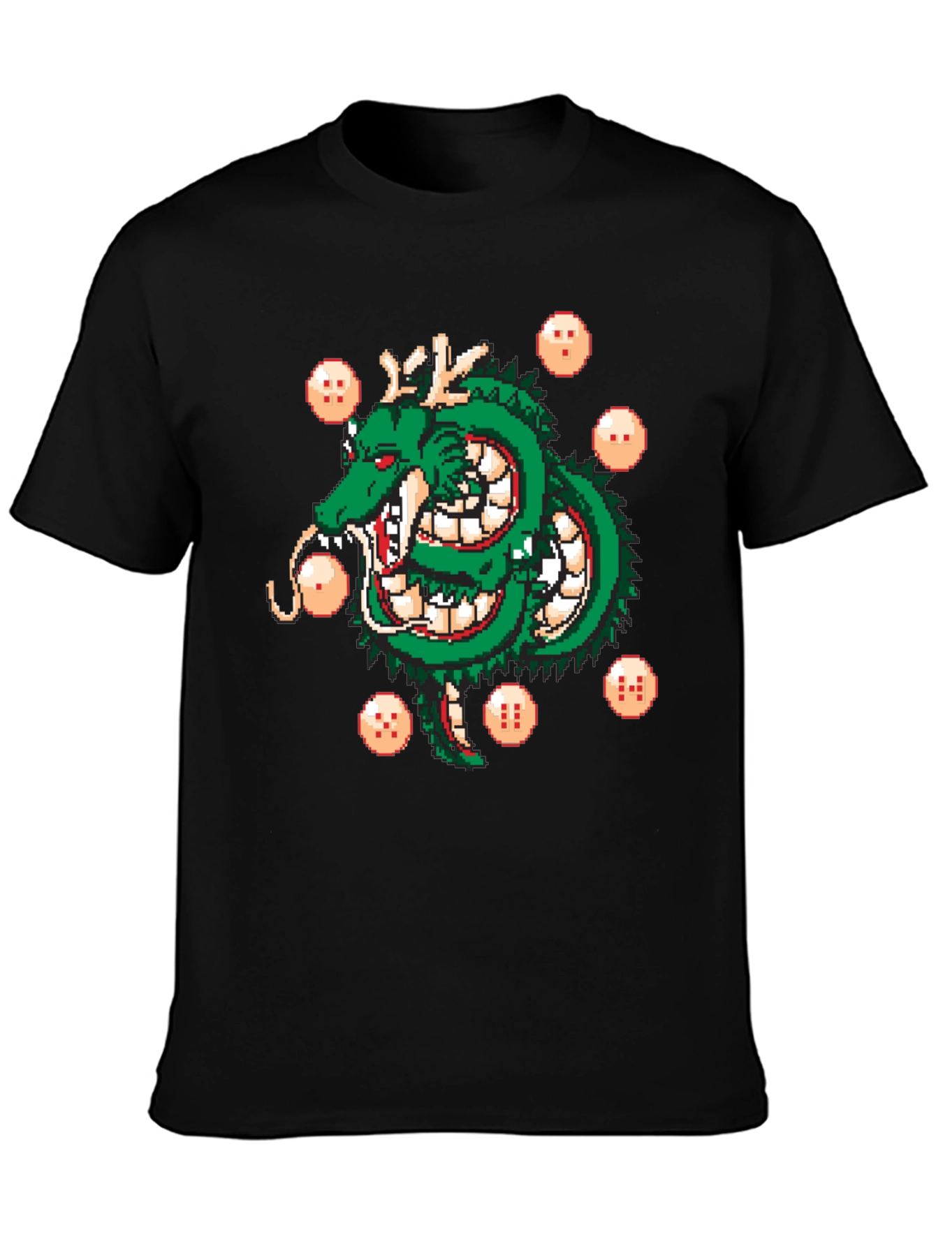 Shenron Dragon Ball Z Pixel Art Black T-Shirt