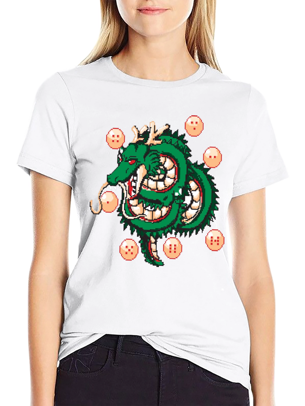 Shenron Dragon Ball Z Pixel Art Black T-Shirt