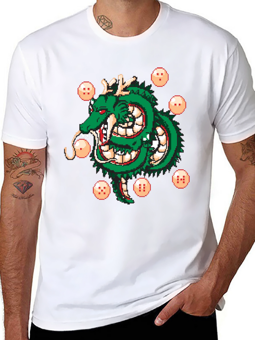 Shenron Dragon Ball Z Pixel Art Black T-Shirt