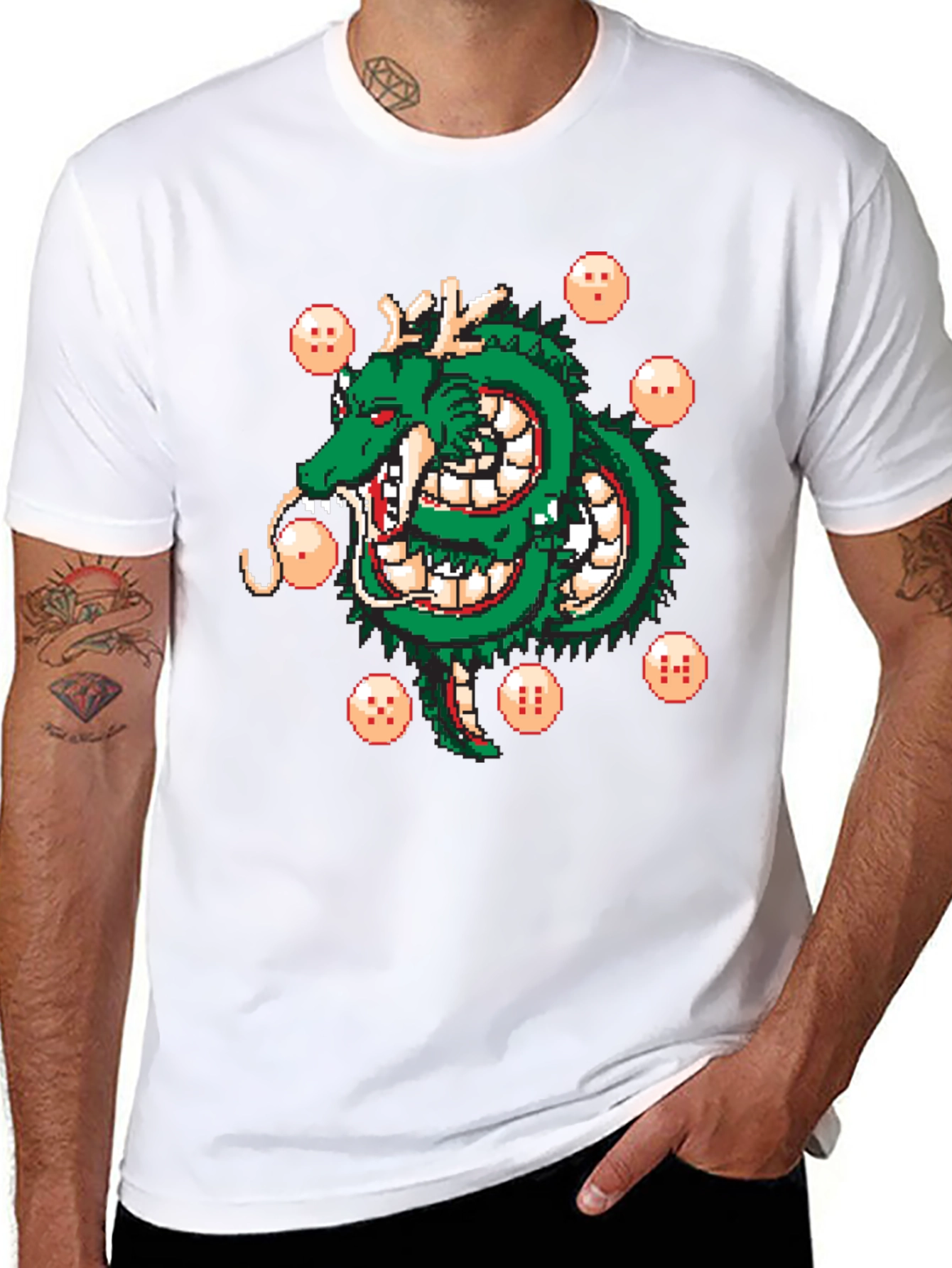 Shenron Dragon Ball Z Pixel Art Black T-Shirt