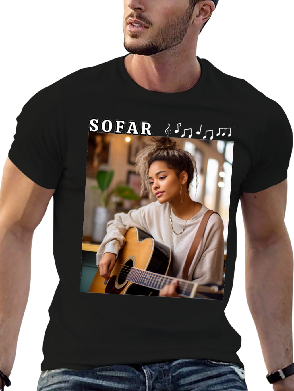 Sofar Sounds Woman Guitarist Black T-Shirt