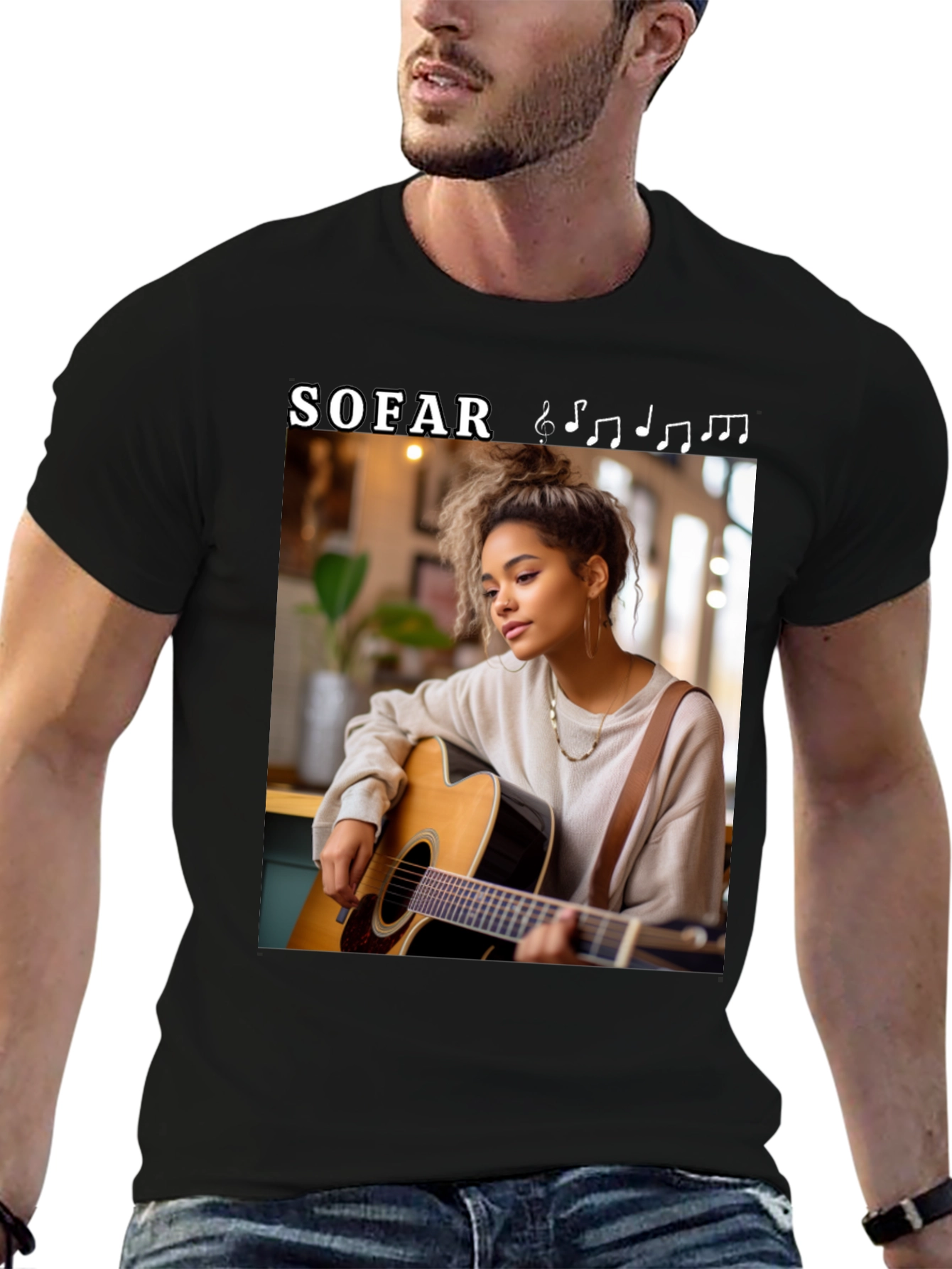 Sofar Sounds Woman Guitarist Black T-Shirt