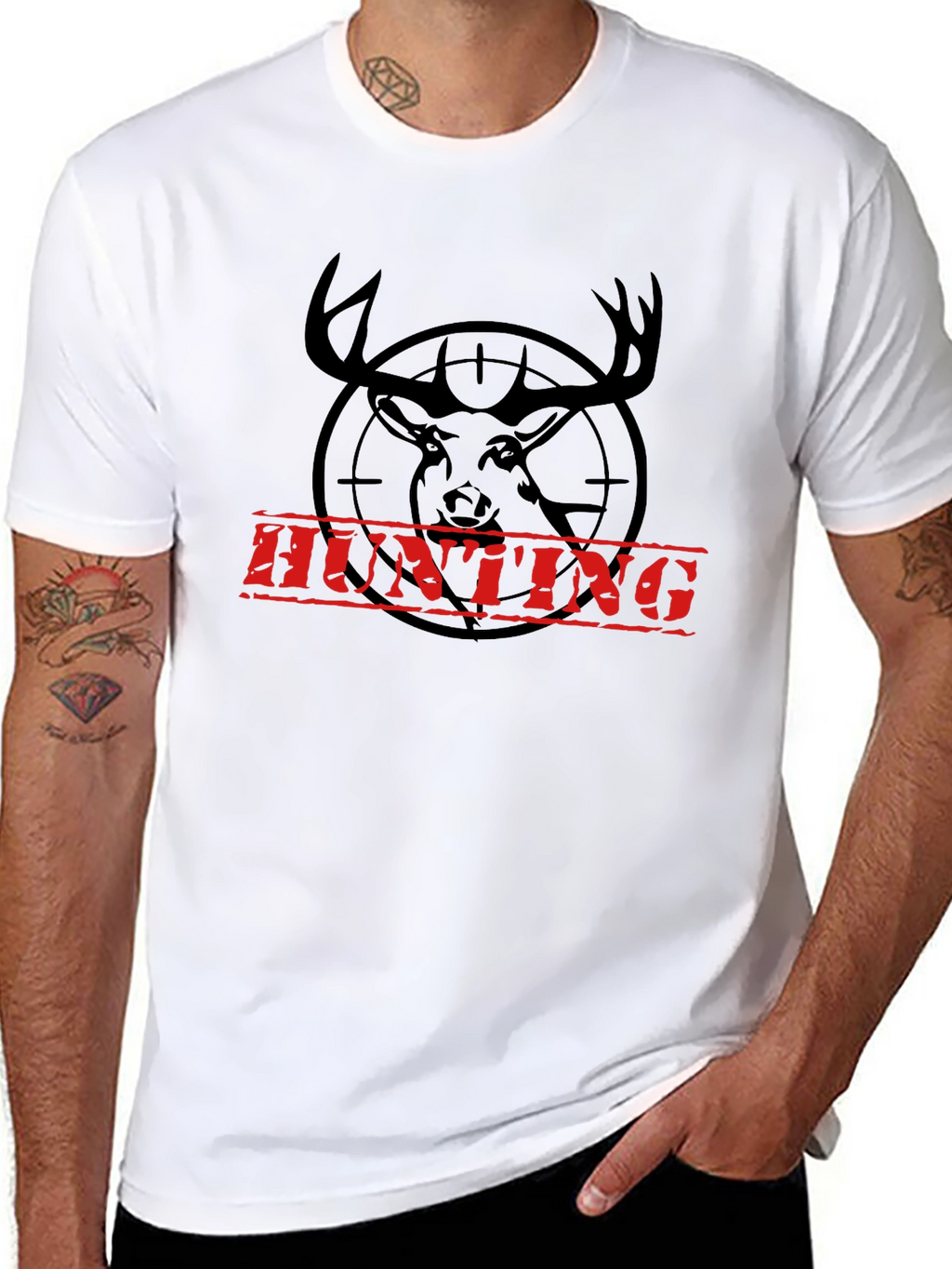 Hunting Deer Graphic T-Shirt - Black